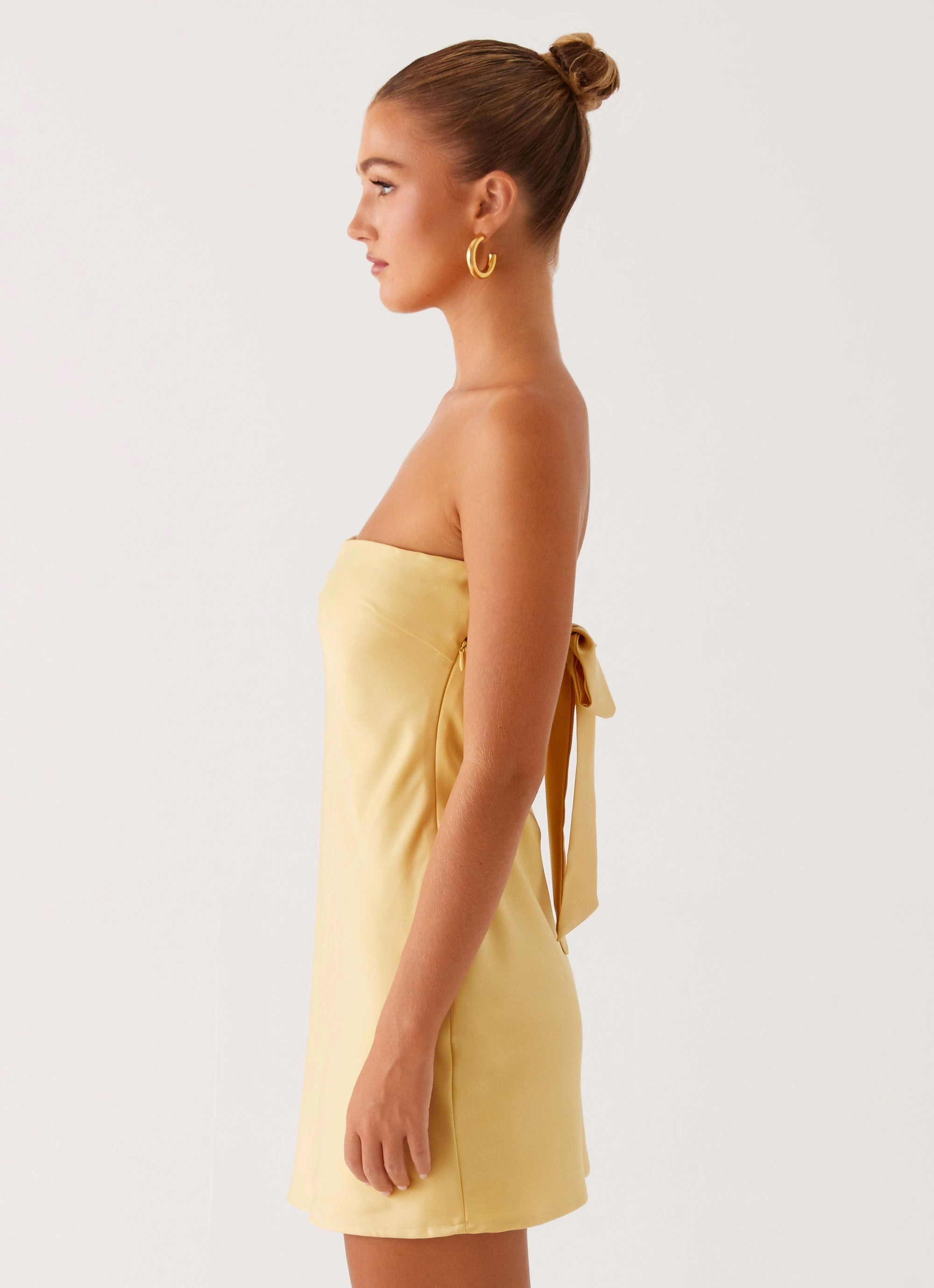 Linen Cotton Mix Yulina Mini Dress - Yellow