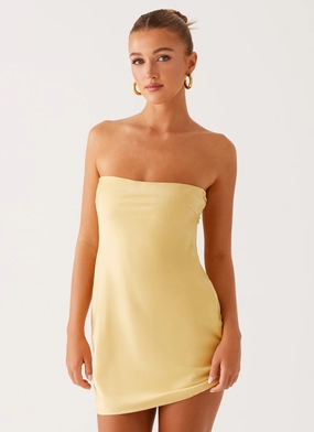 Yulina Mini Dress - Yellow Stretch Waist