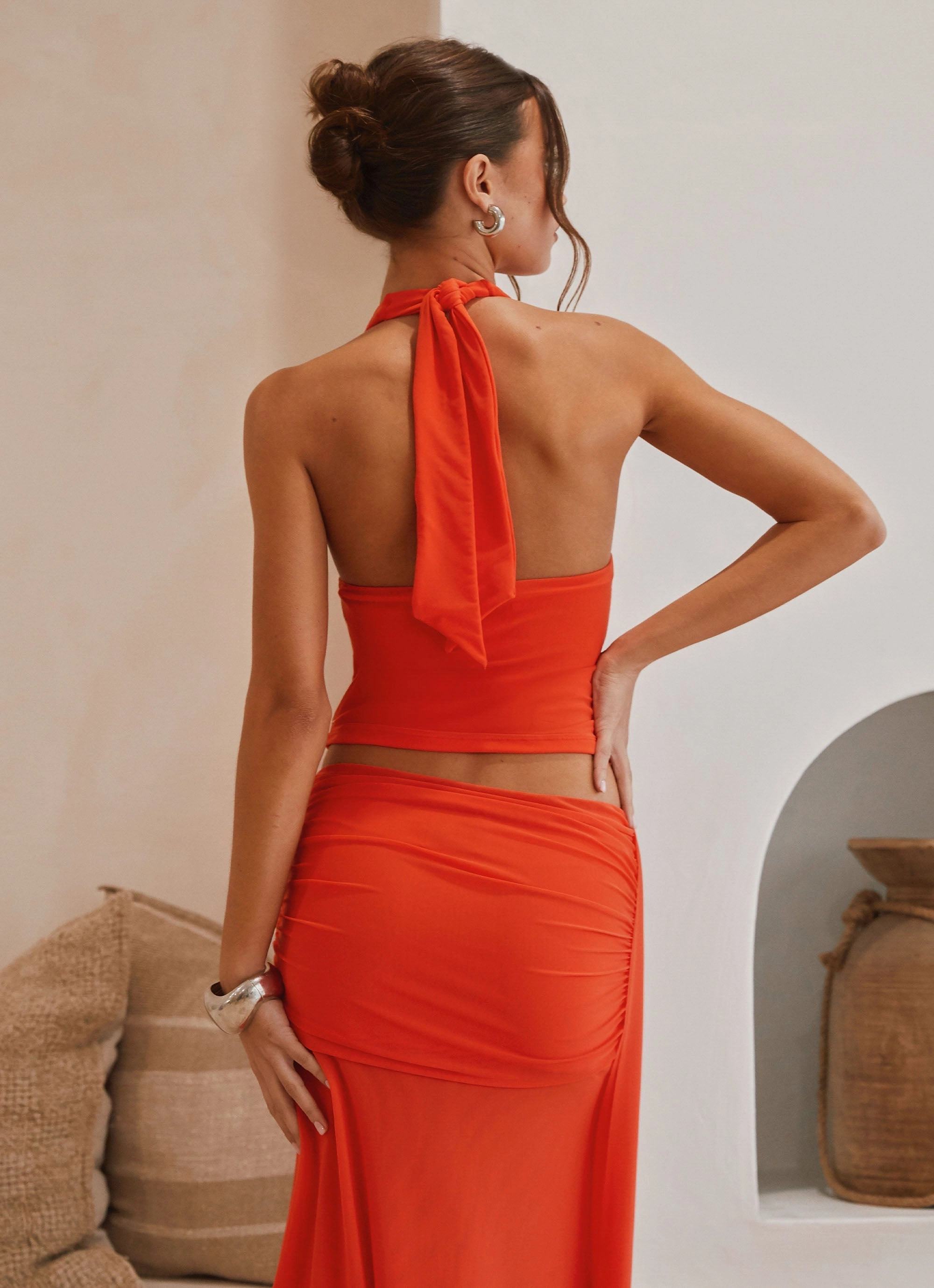 Blaze Halter Top - Fire Red MeshLining