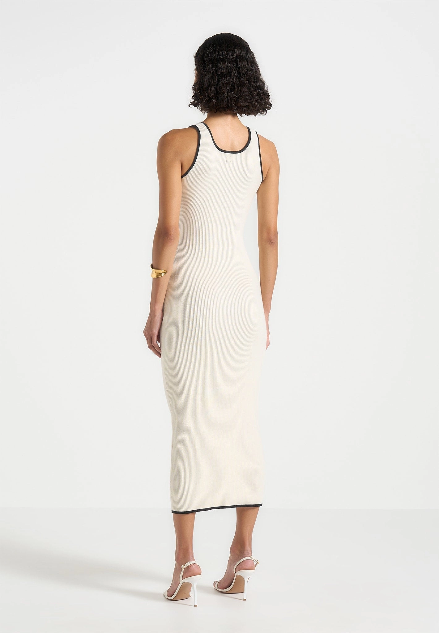 Bold Look Shore Time Daphne - Rib Knit Contrast Midaxi Dress - Cream/Black