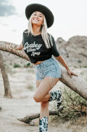 Compression Gradient Cowboy Take Me Away Graphic Tee