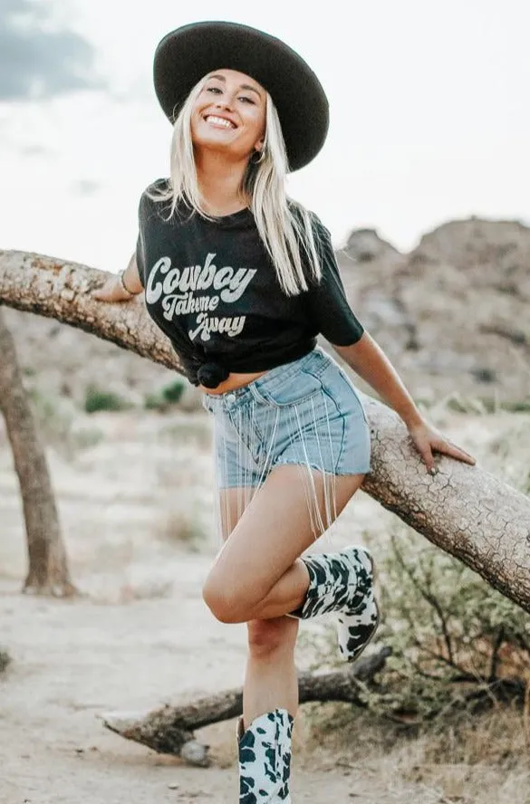 Compression Gradient Cowboy Take Me Away Graphic Tee
