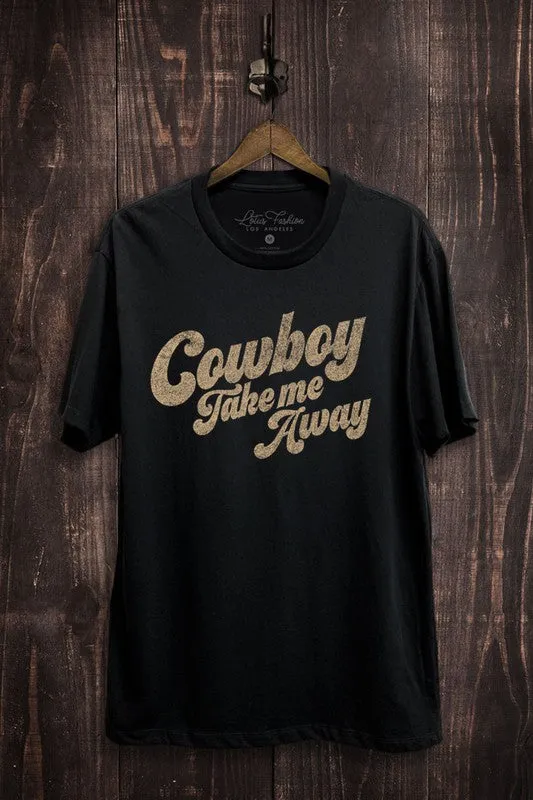 NonChafe Lining Casual Long Sleeve Cowboy Take Me Away Graphic Tee