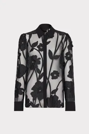 LowMaintenanceFabric Compression Fit Technology Ashton Grand Fleur Embroidered Top
