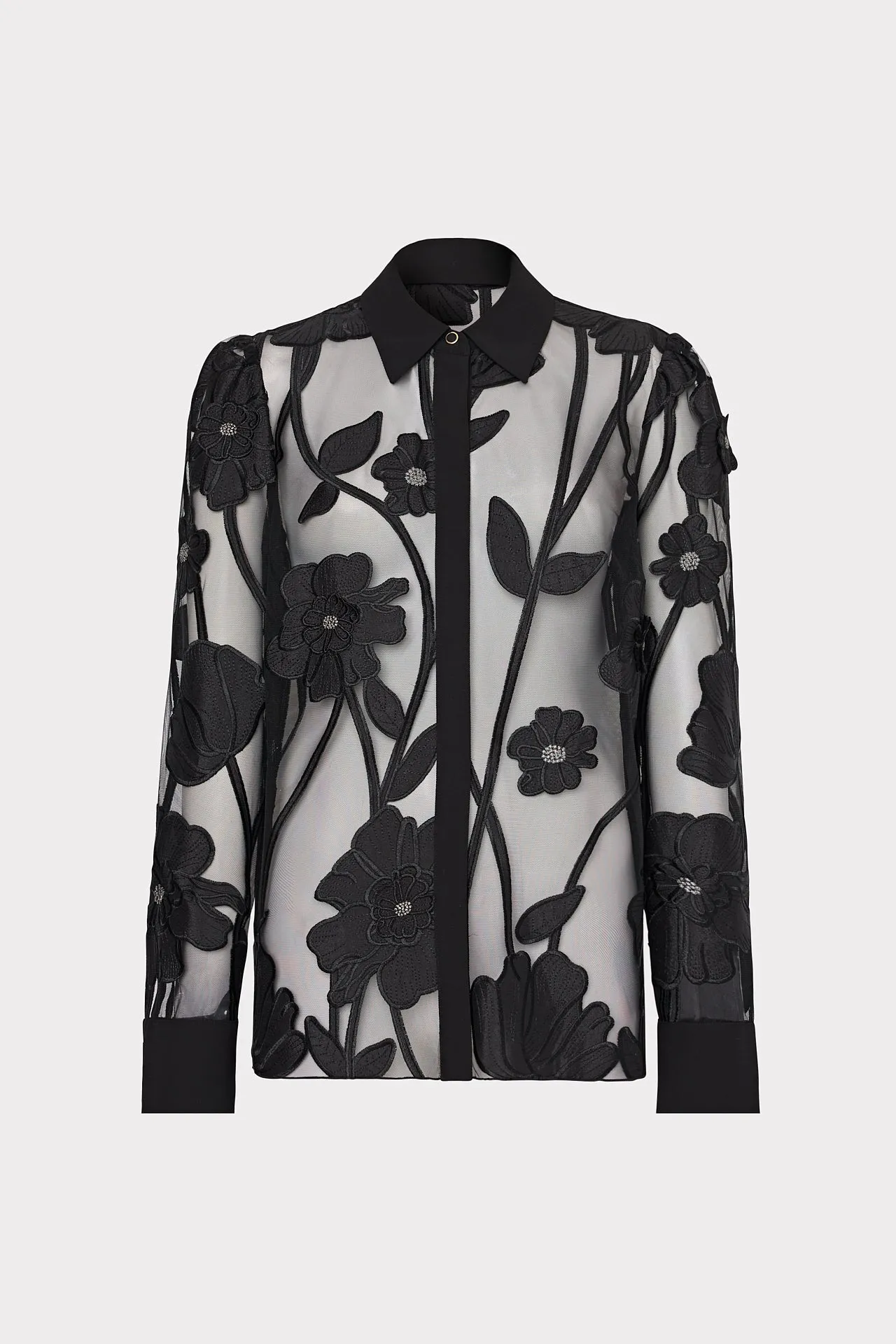 LowMaintenanceFabric Compression Fit Technology Ashton Grand Fleur Embroidered Top