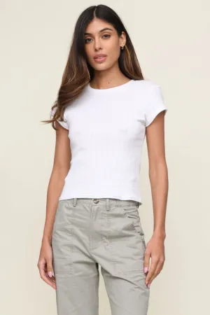 Contrast Stitch Detail Jude Stripe Pointelle Baby Tee