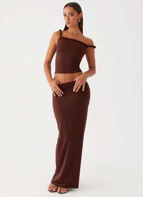 Fresh Detail Solace Soul Maxi Skirt - Chocolate