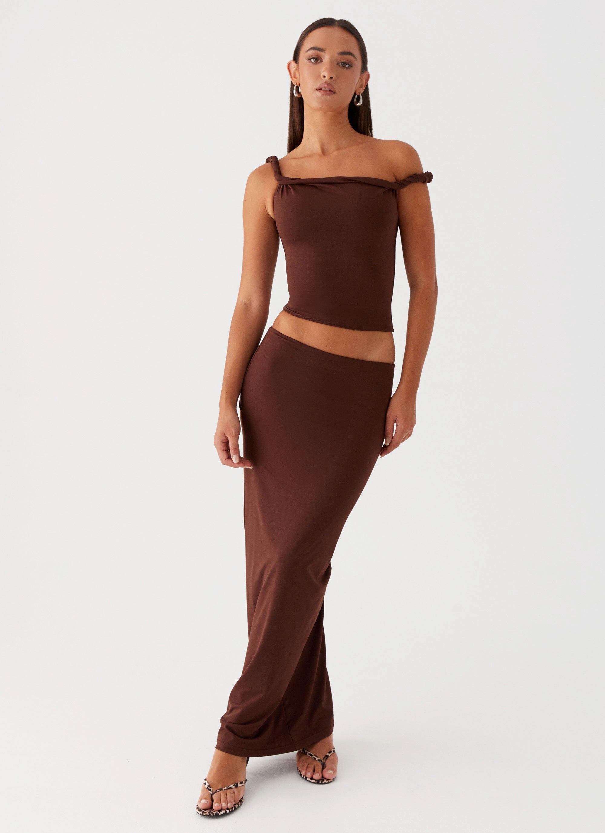 Solace Soul Maxi Skirt - Chocolate Simple Motion