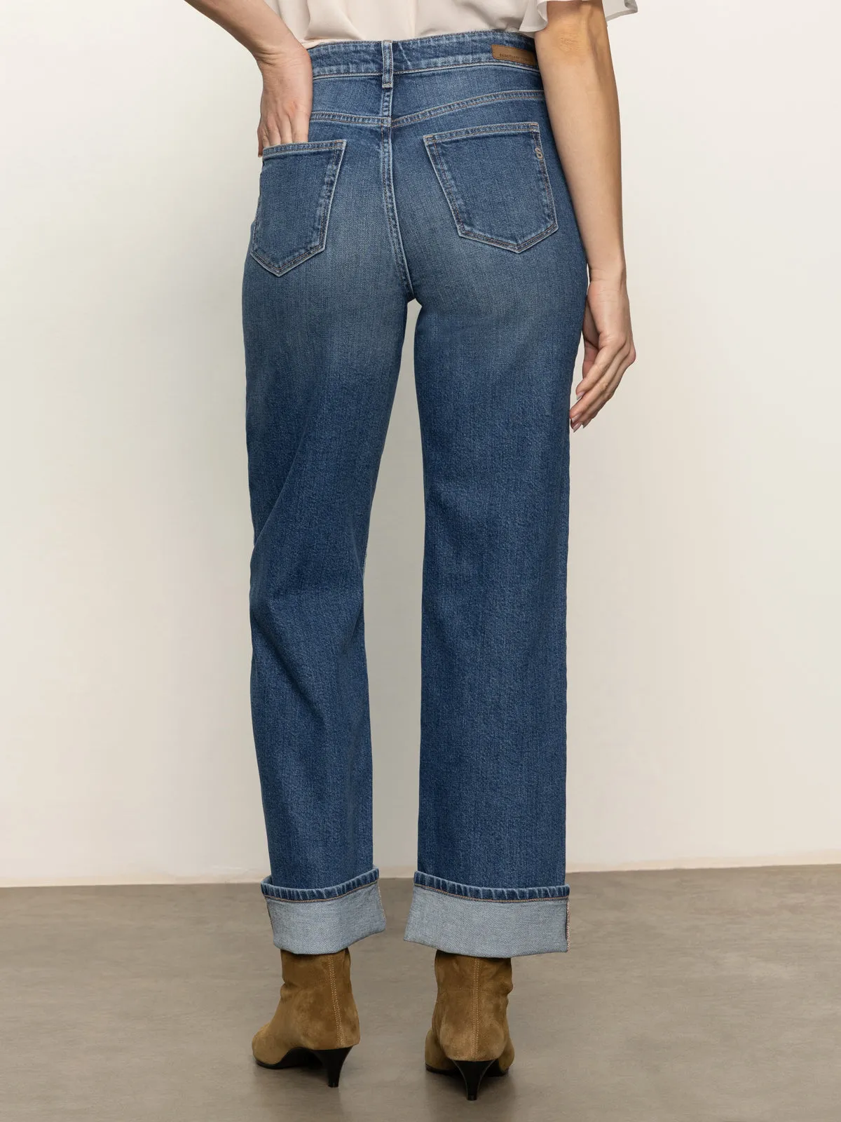 Soleil 90's Straight Jean Indigo Medium Hygienic Inner Layer Cozy Casual