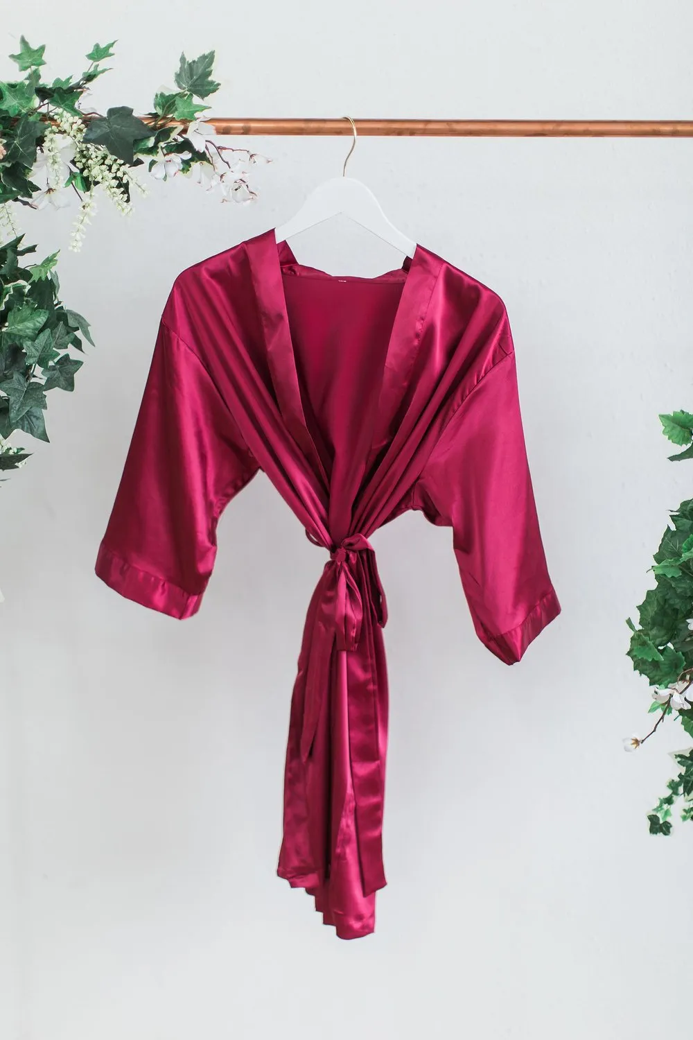 Solid Burgundy Satin Bridesmaid Robe