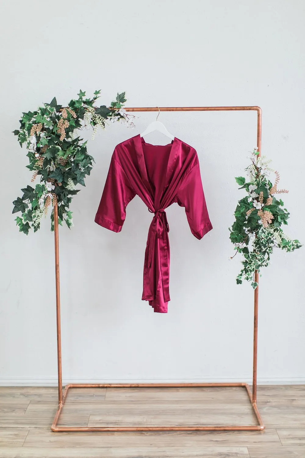Solid Burgundy Satin Bridesmaid Robe