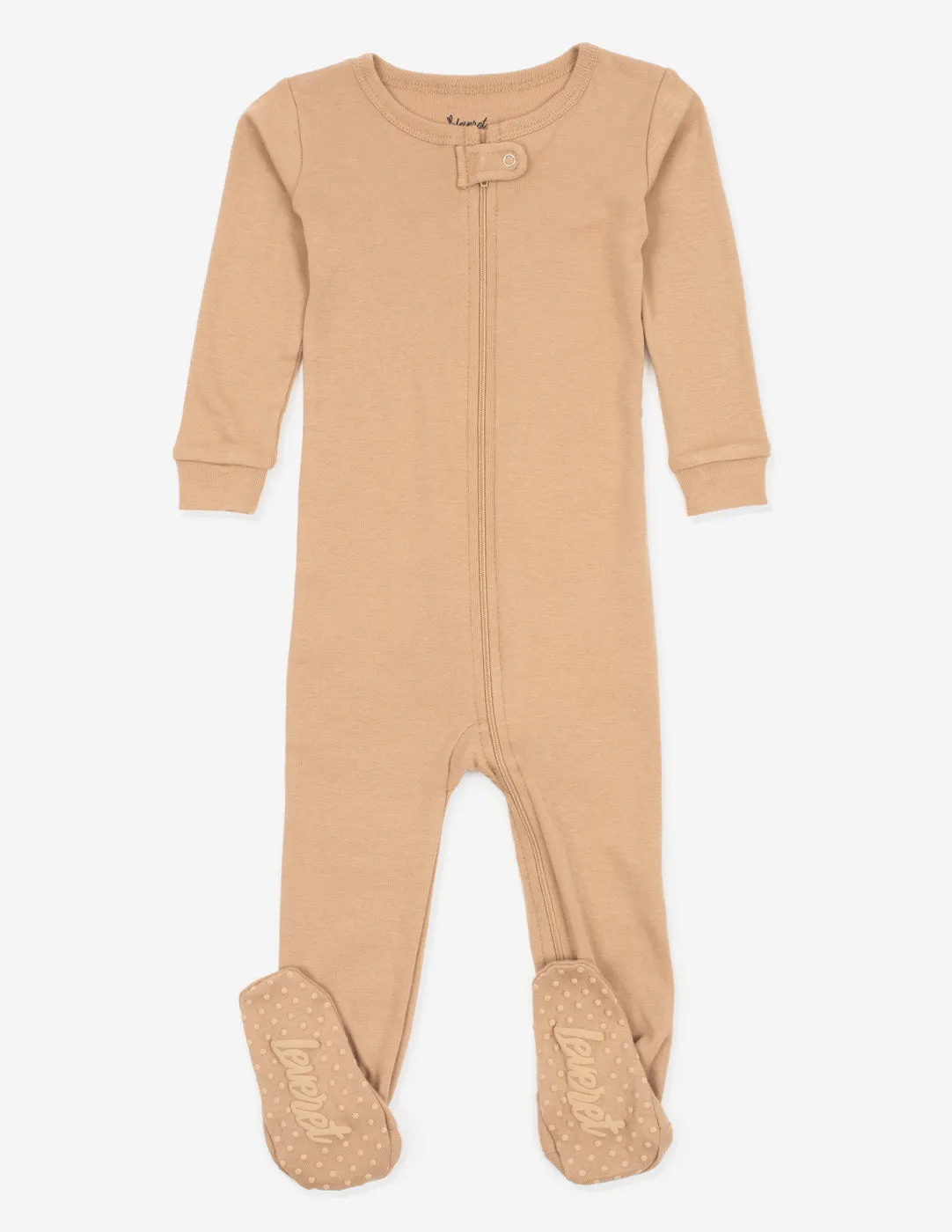 Solid Color Beige Footed Pajamas
