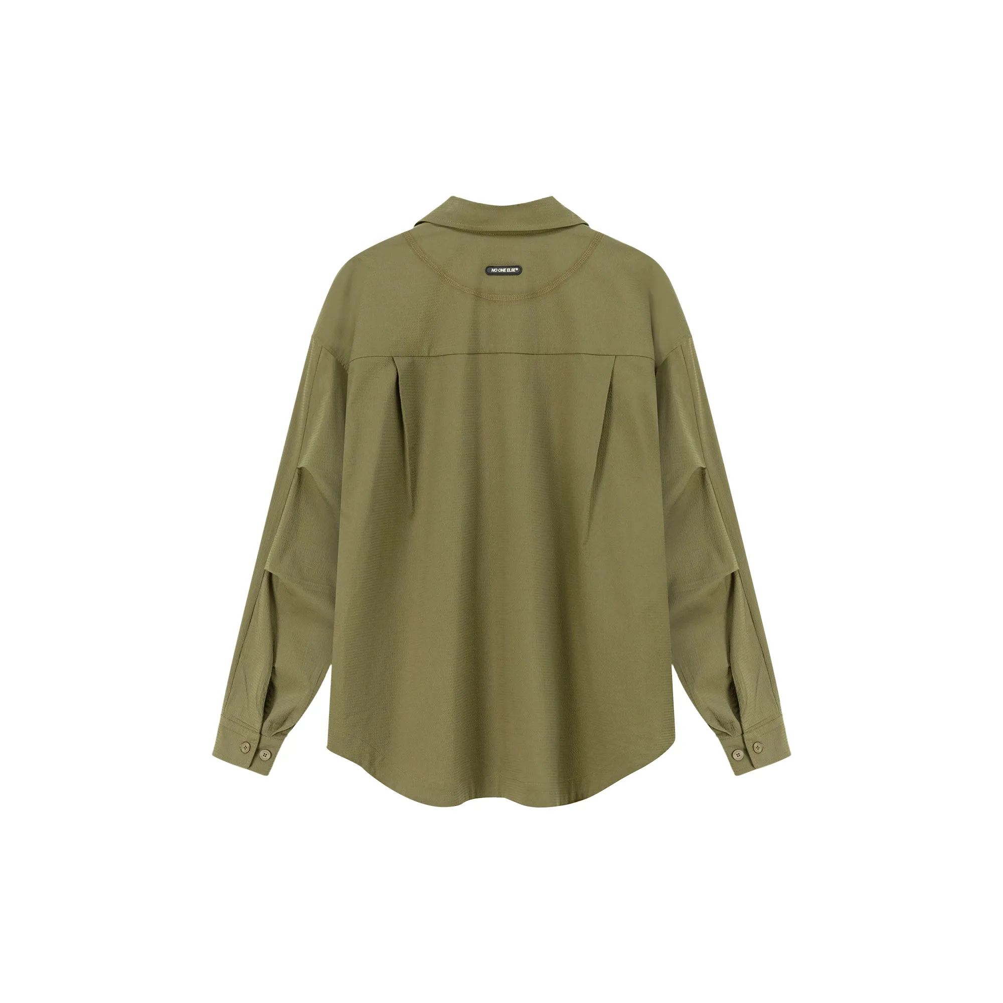 Solid Color Pocket Oversized Long Sleeve Shirt
