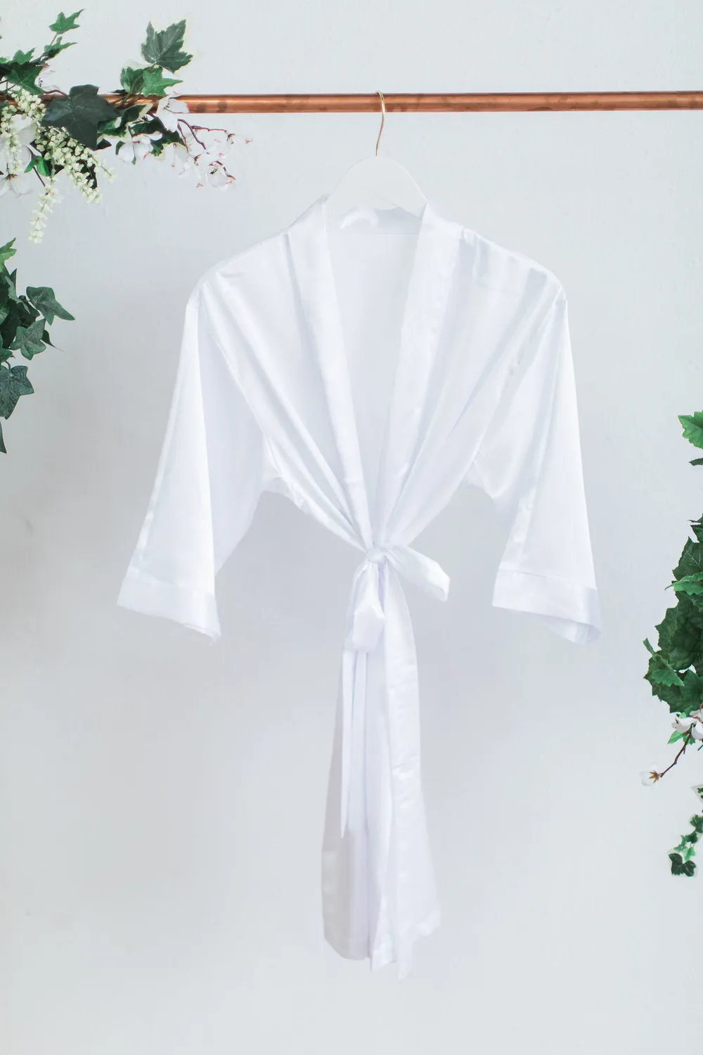 Solid White Satin Bridesmaid Robe