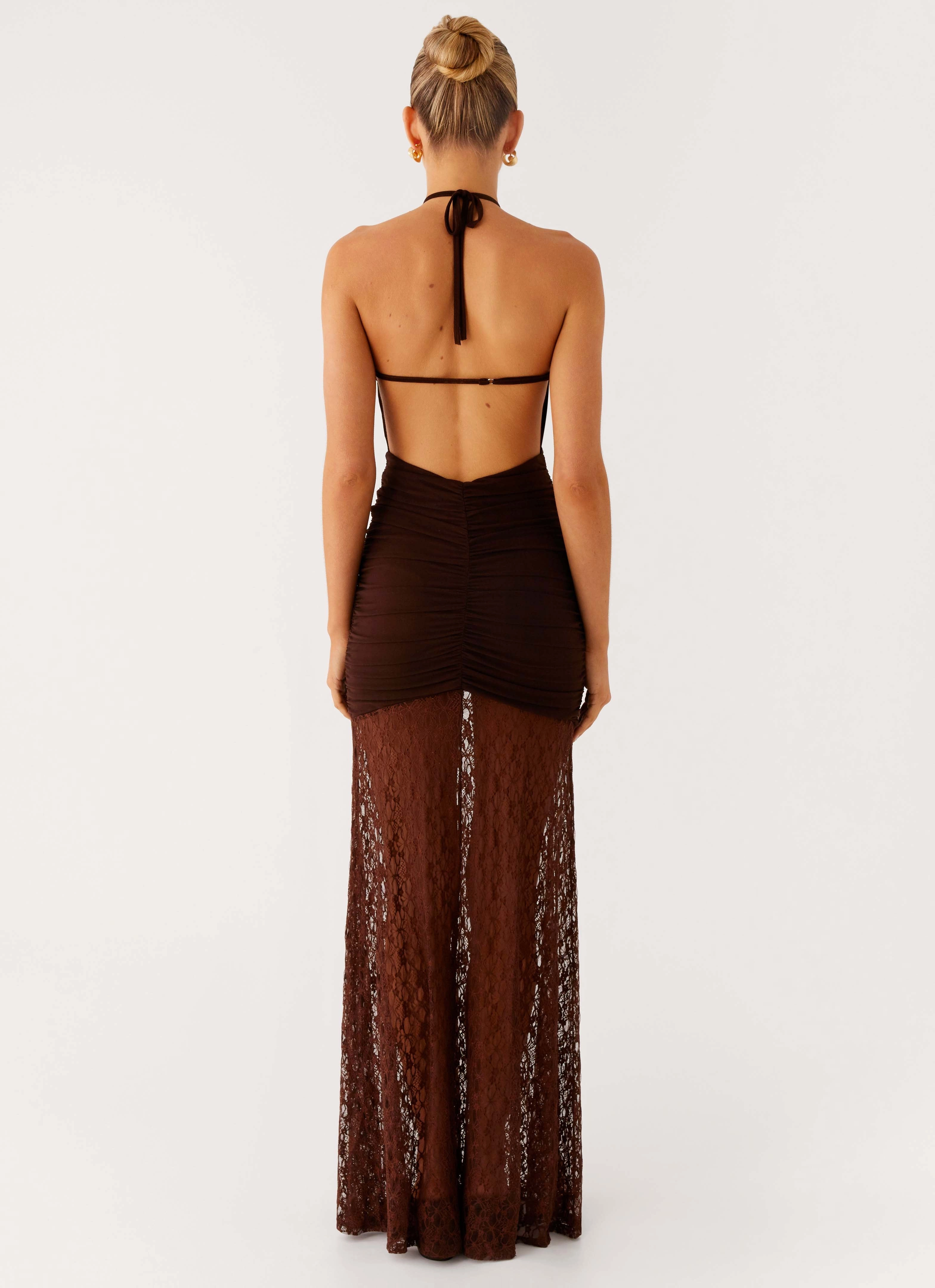 Flattering Shape Design Smart Layers Somber Maxi Dress - Chocolate