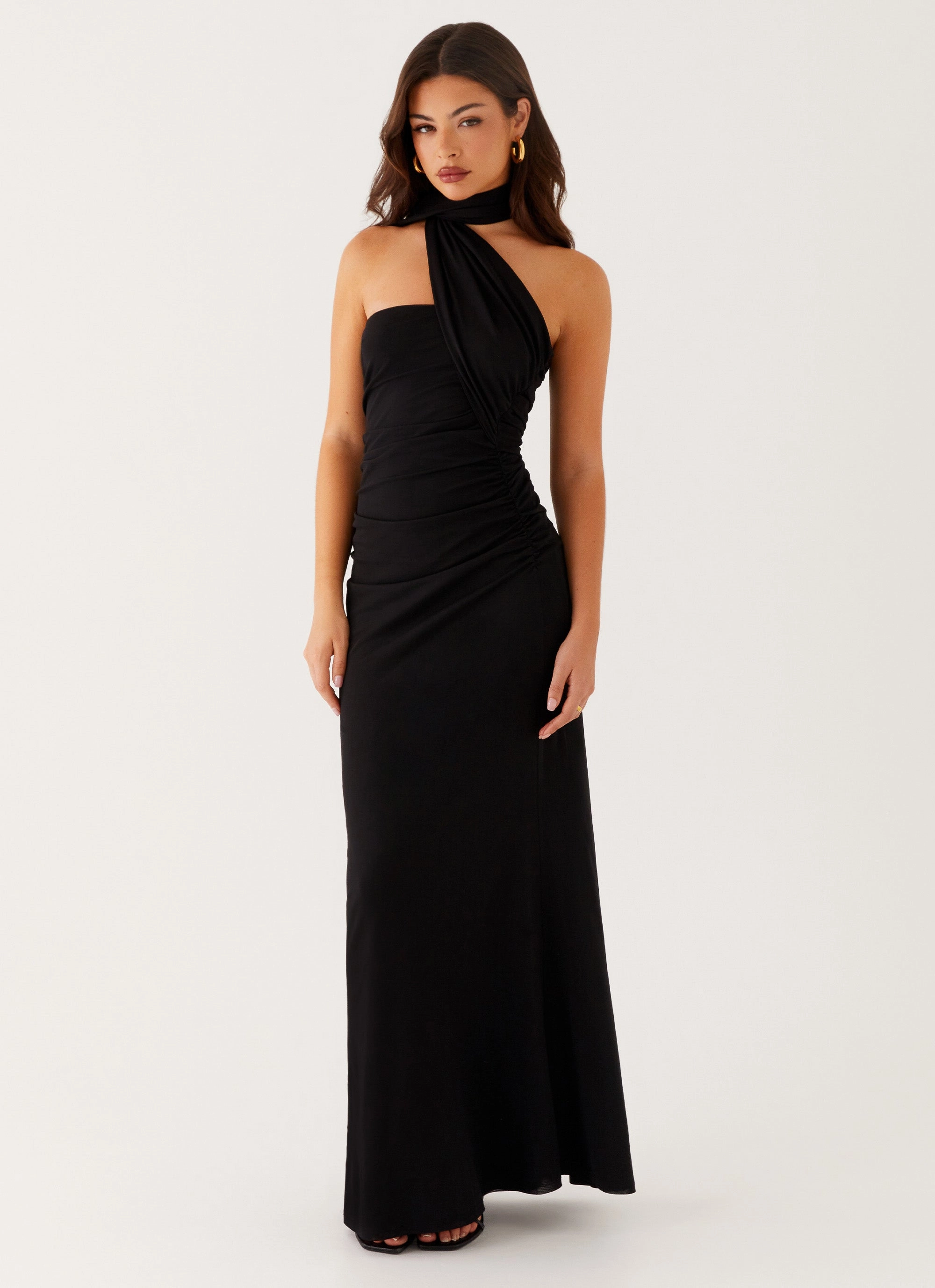 Songbird Maxi Dress - Black Stylish Waist Fit Evening Glow