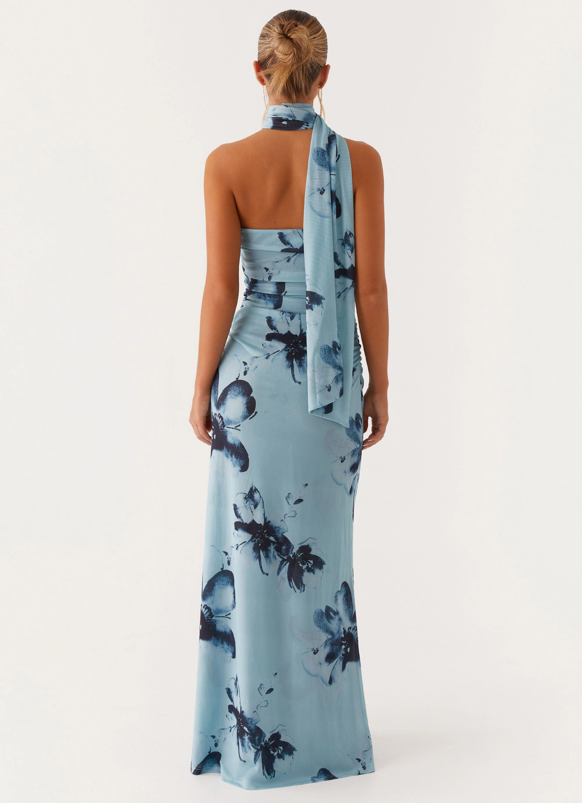 Songbird Maxi Dress - Blue Black Floral Sculpted Fit