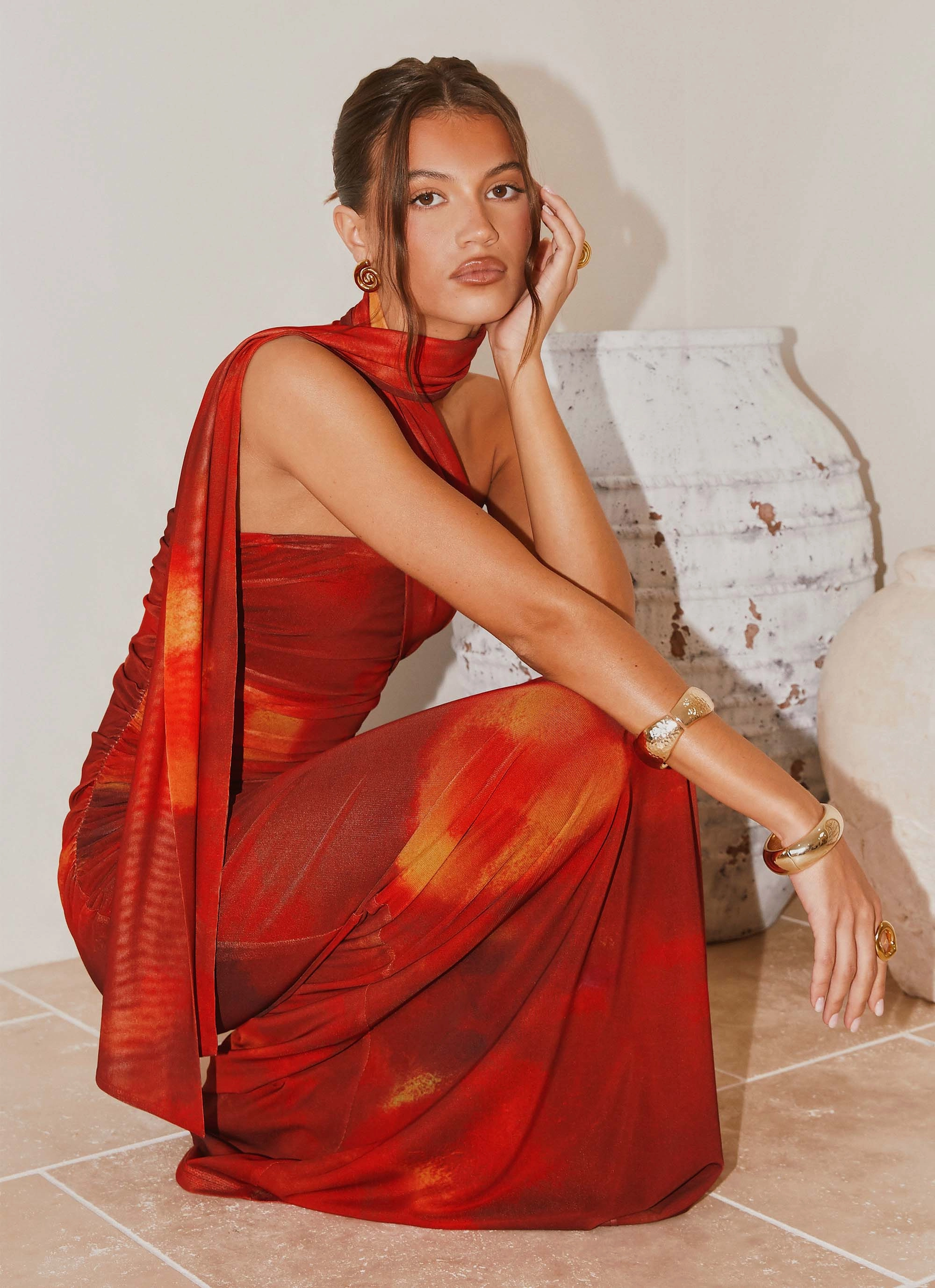 Fashionable Layer Easy-to-style casual dress Songbird Maxi Dress - Scarlet Blur