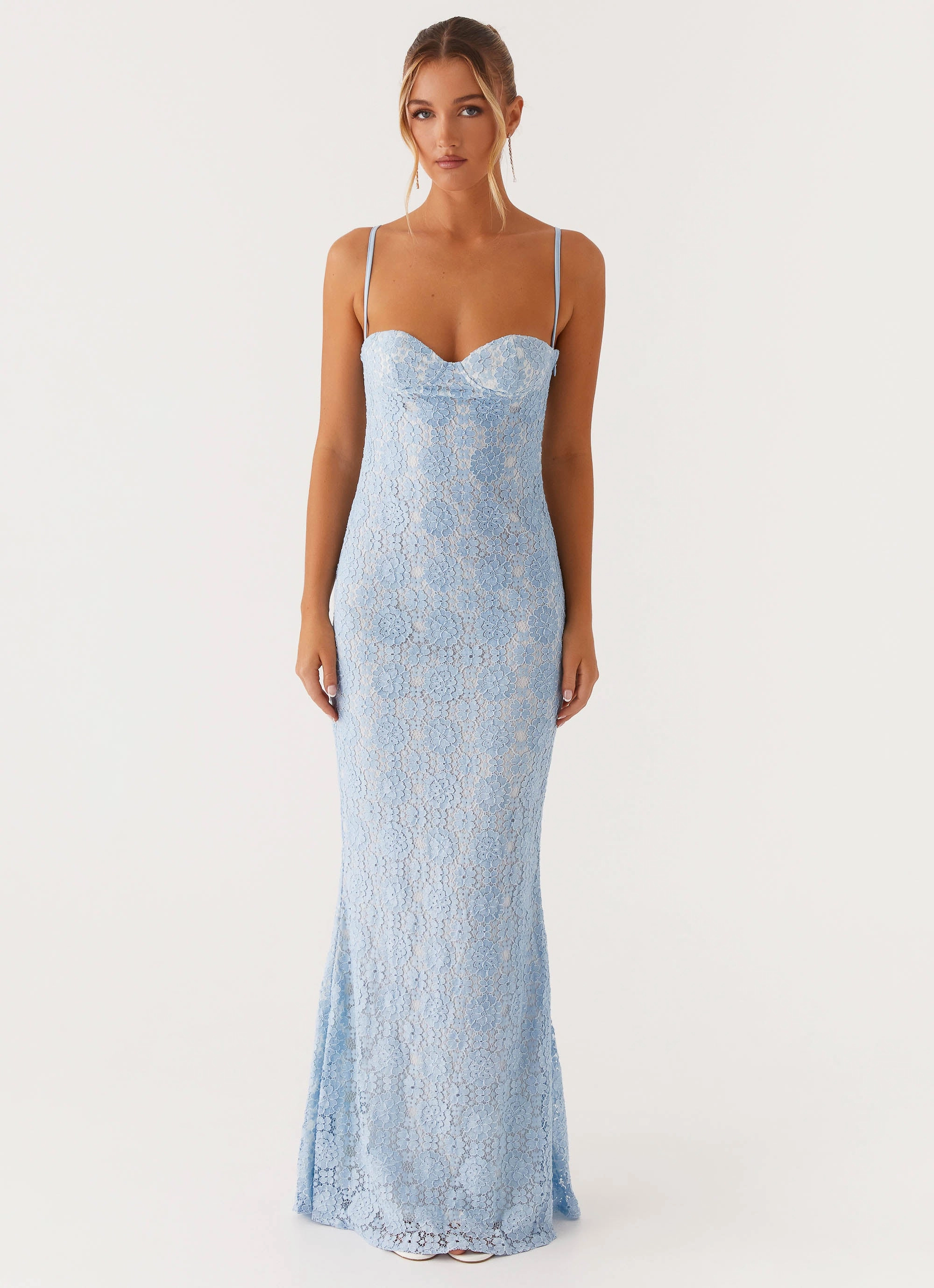 Sonia Maxi Dress - Blue classic waist Snap-Closure