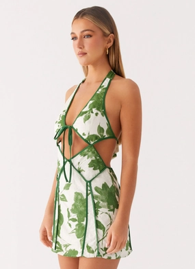 Sonnet Mini Dress - Verdant Bloom Kind Glow