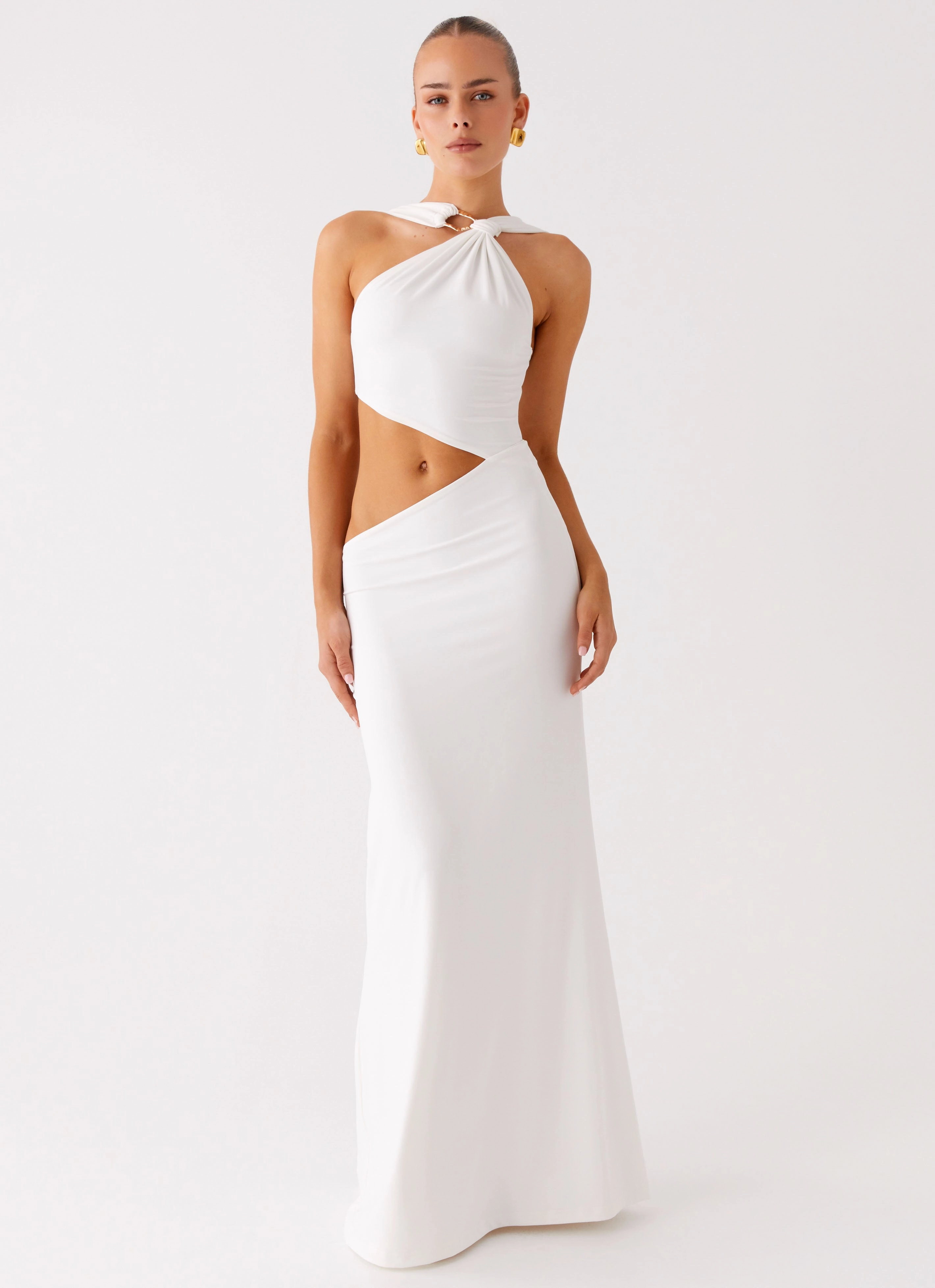Juliander Knot Maxi Dress - White Fashionable Touch Elegance Glow