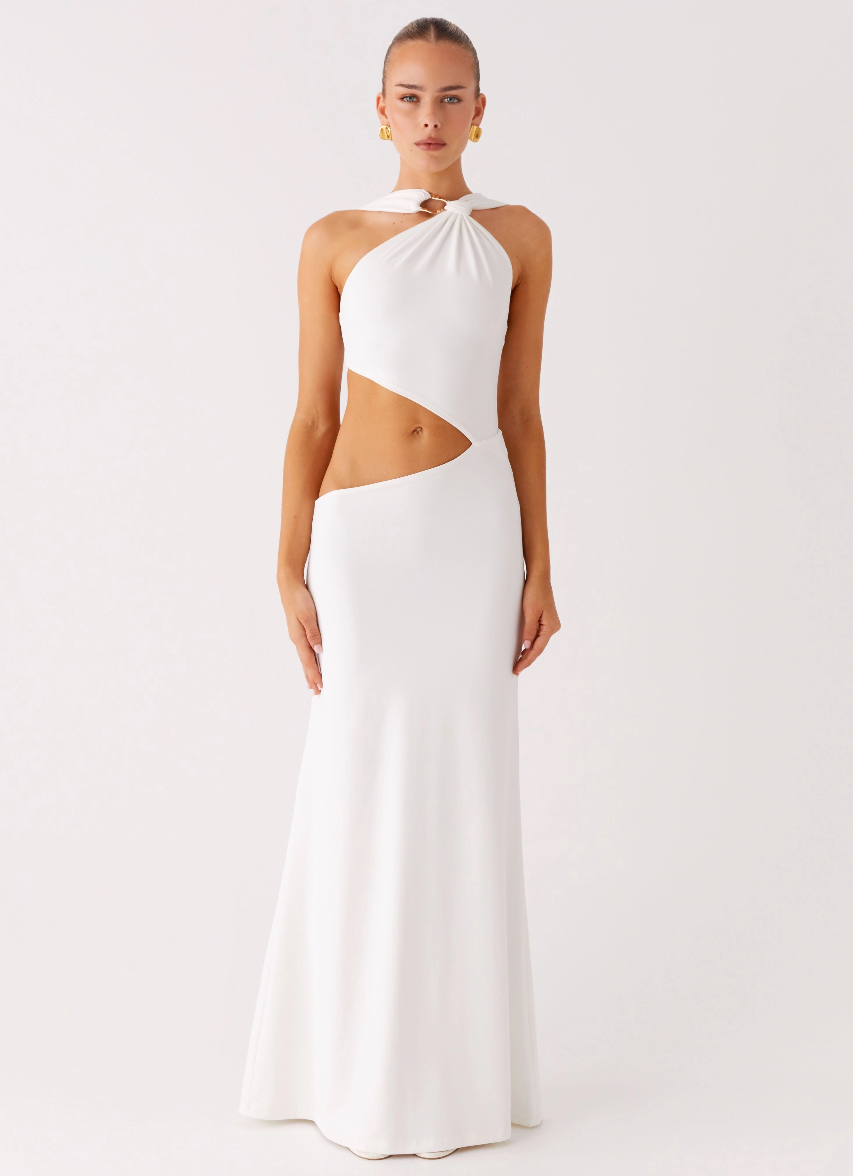 Juliander Knot Maxi Dress - White Work Flex Timeless Layering