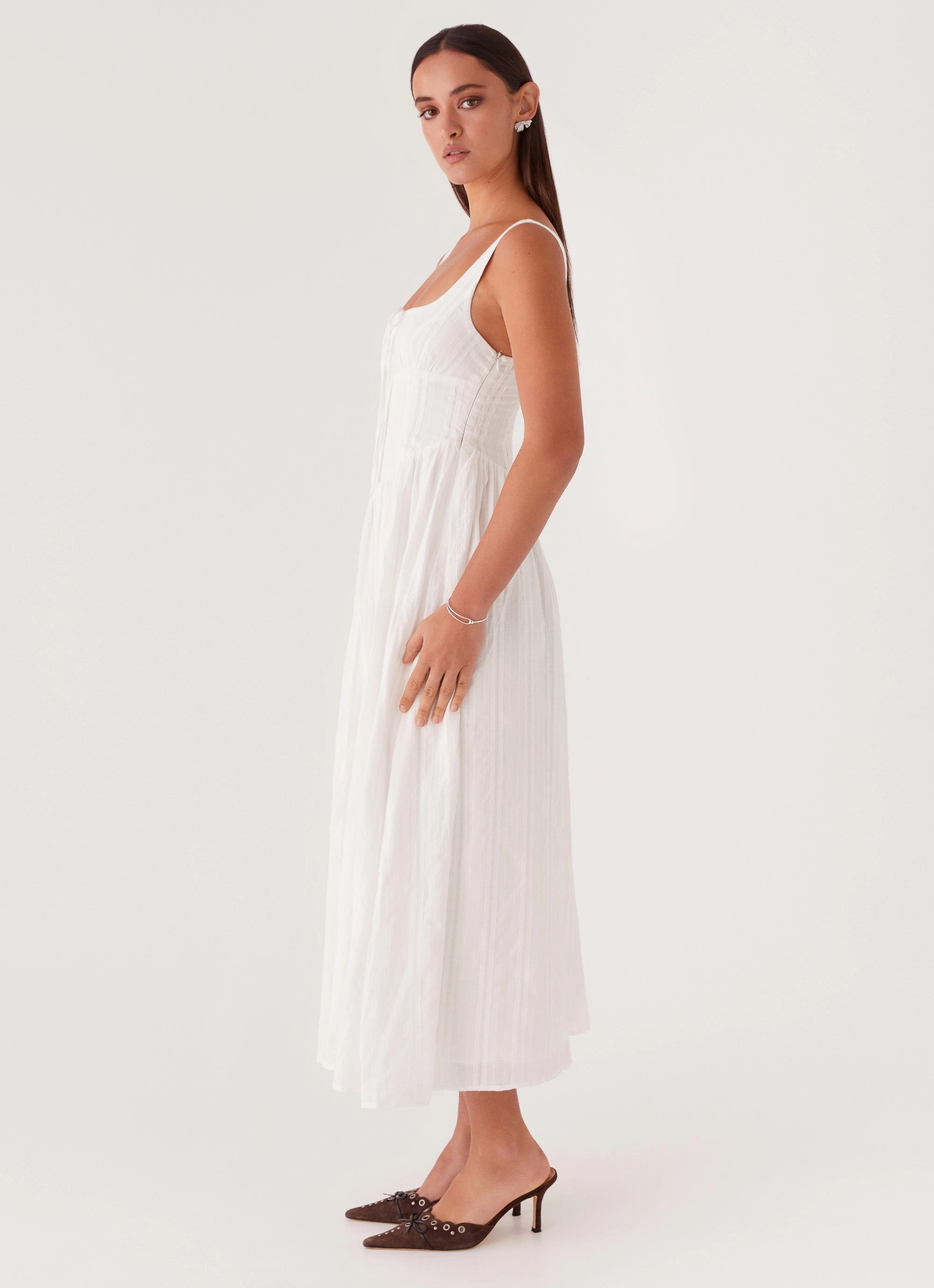cut out Smooth Design Pascuelle Midi Dress - White