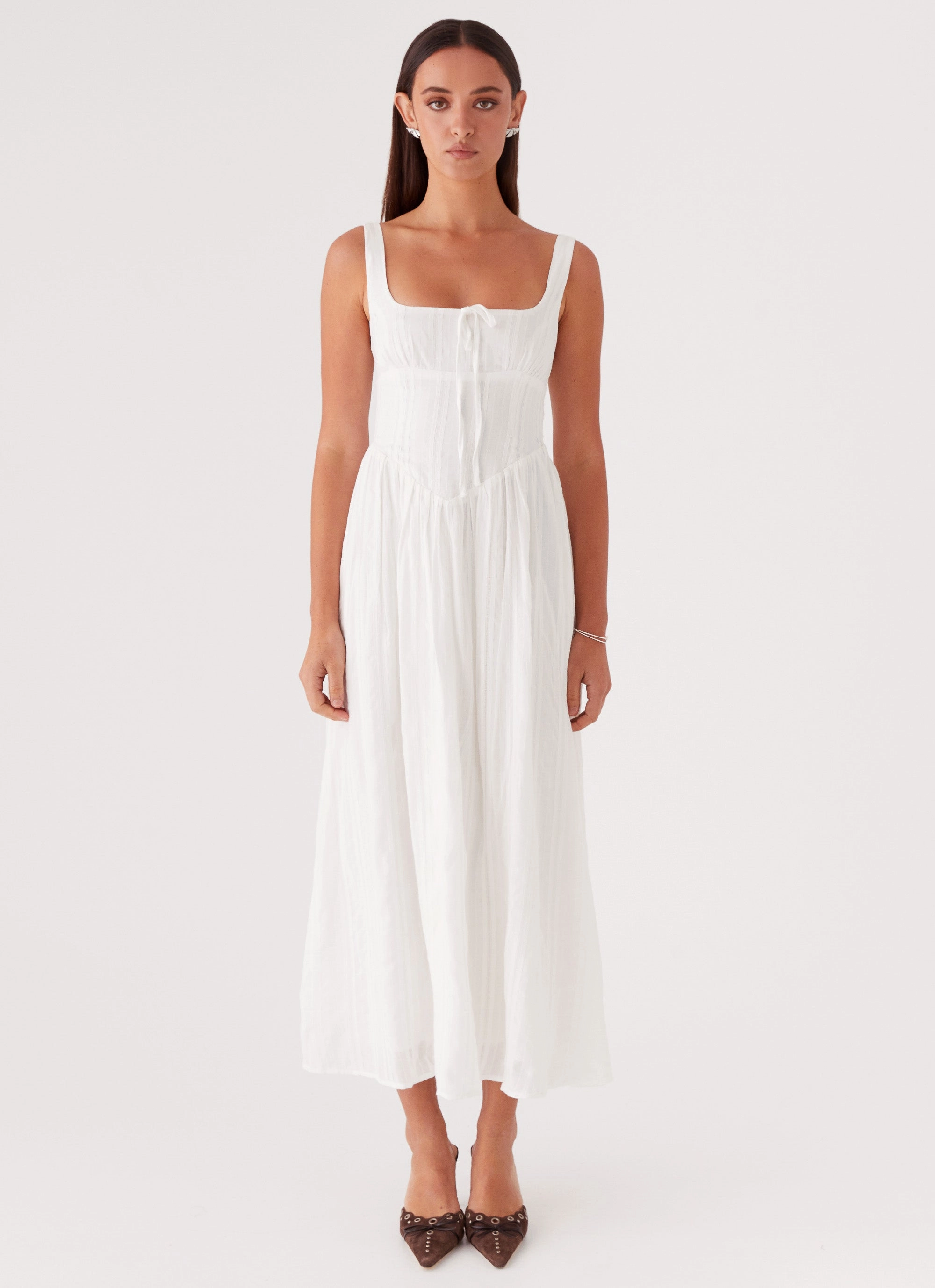 Pascuelle Midi Dress - White Fresh Aesthetic