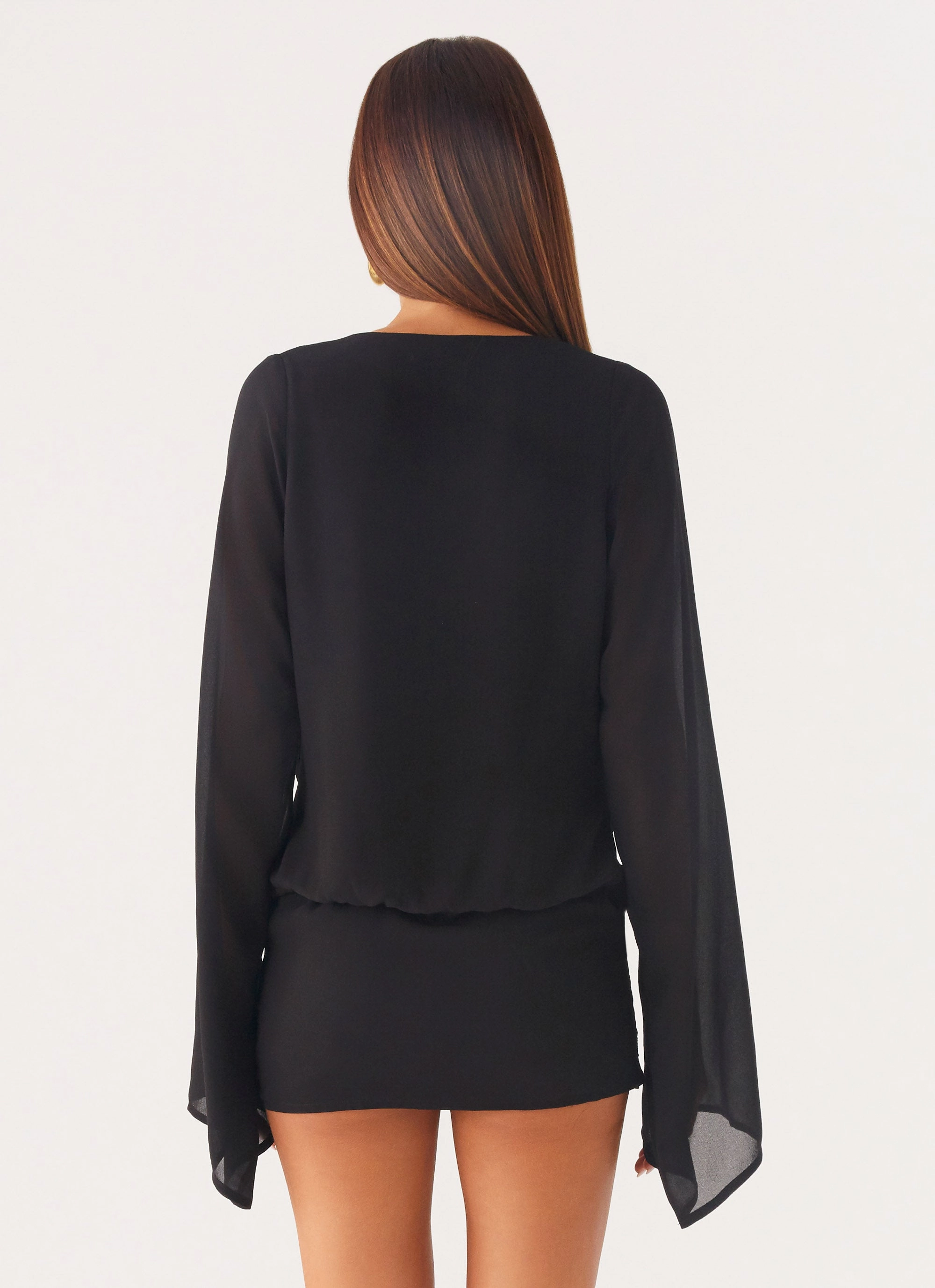 Sorrel Long Sleeve Mini Dress - Black Beachwear