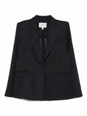 Travel Friendly Unlined Husband Blazer in Midnight/White
