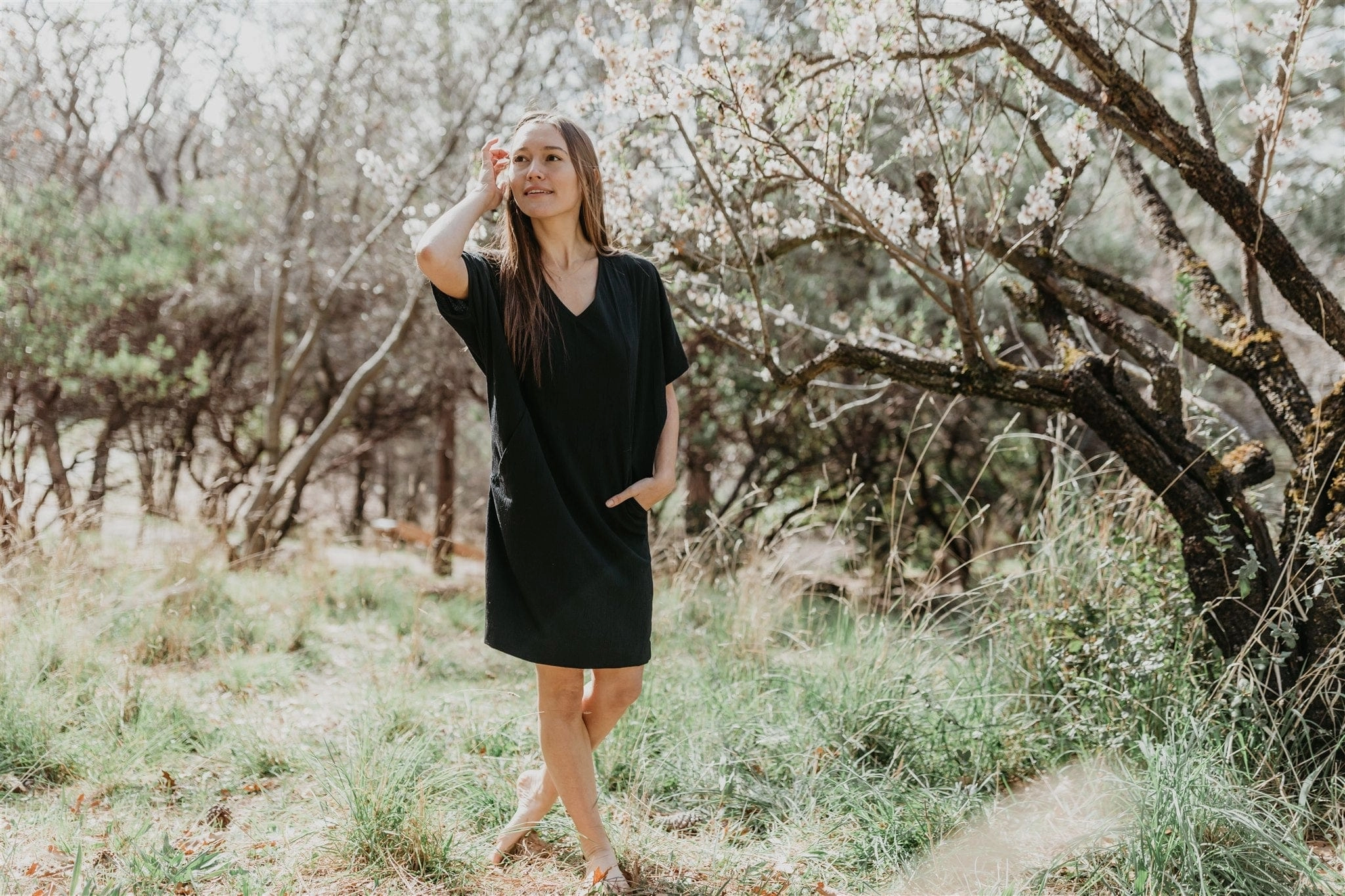 Cocoon Dress in Black Crepe Fresh Stitch