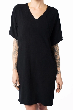Cocoon Dress in Black Crepe Empire-Waist Elegant Piece