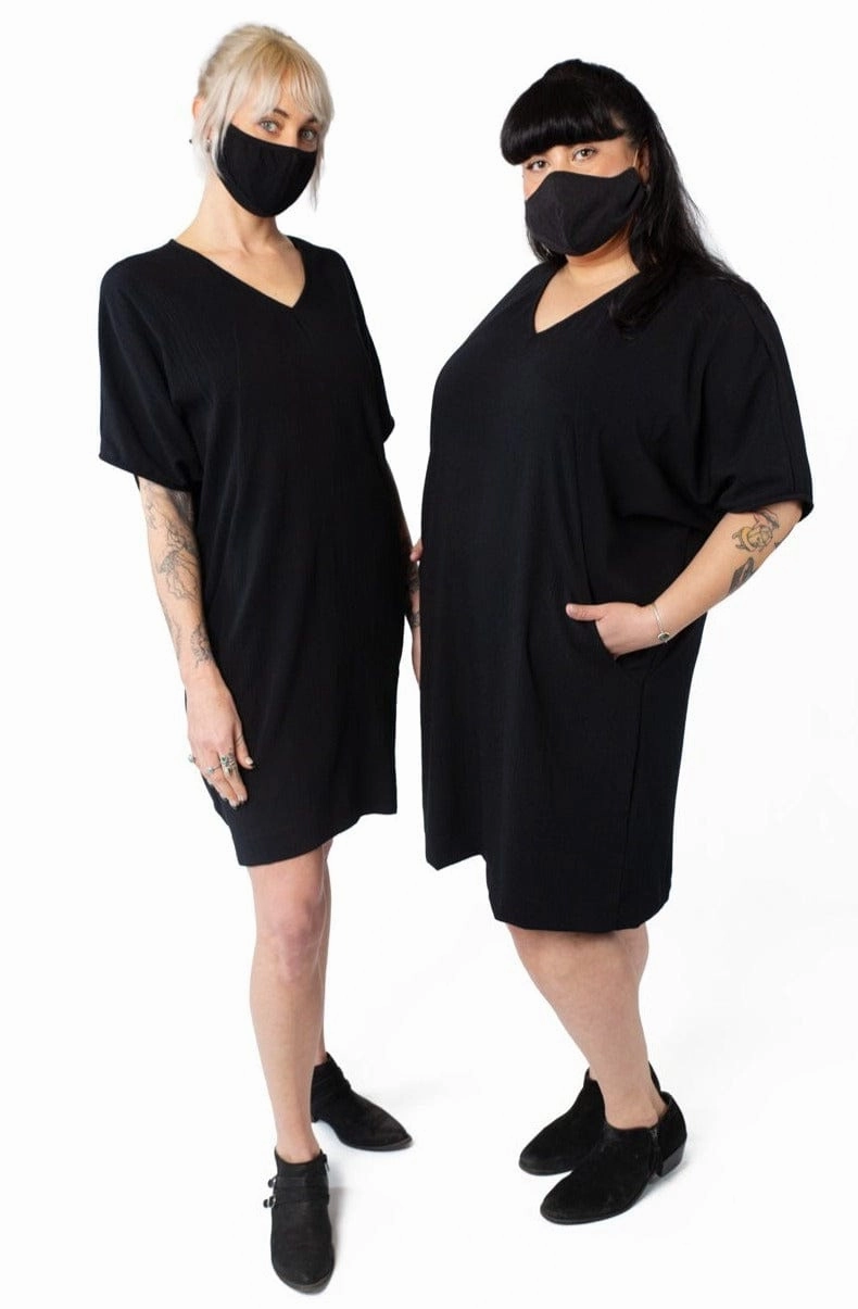 Lounge Mode Dew Glow Cocoon Dress in Black Crepe