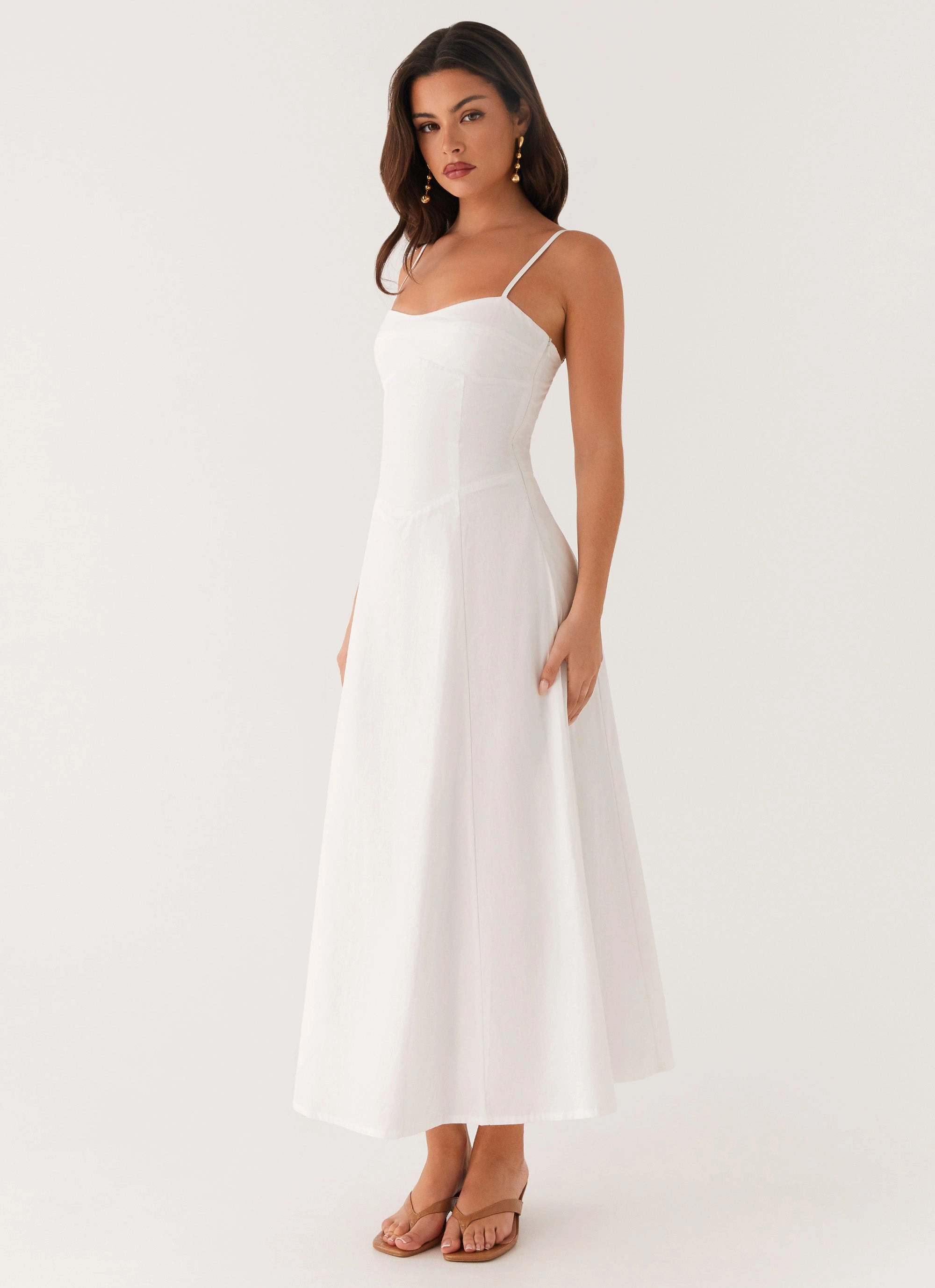 Sage Glow Pleated-Texture Noosa Midi Dress - White