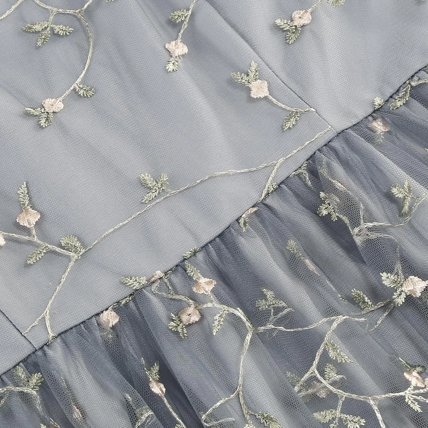 Spaghetti Strap Floral Embroidered Dress for Women Wedding Guest Tea Party Dress for Woman Tulle Prom Formal Cocktail Dress