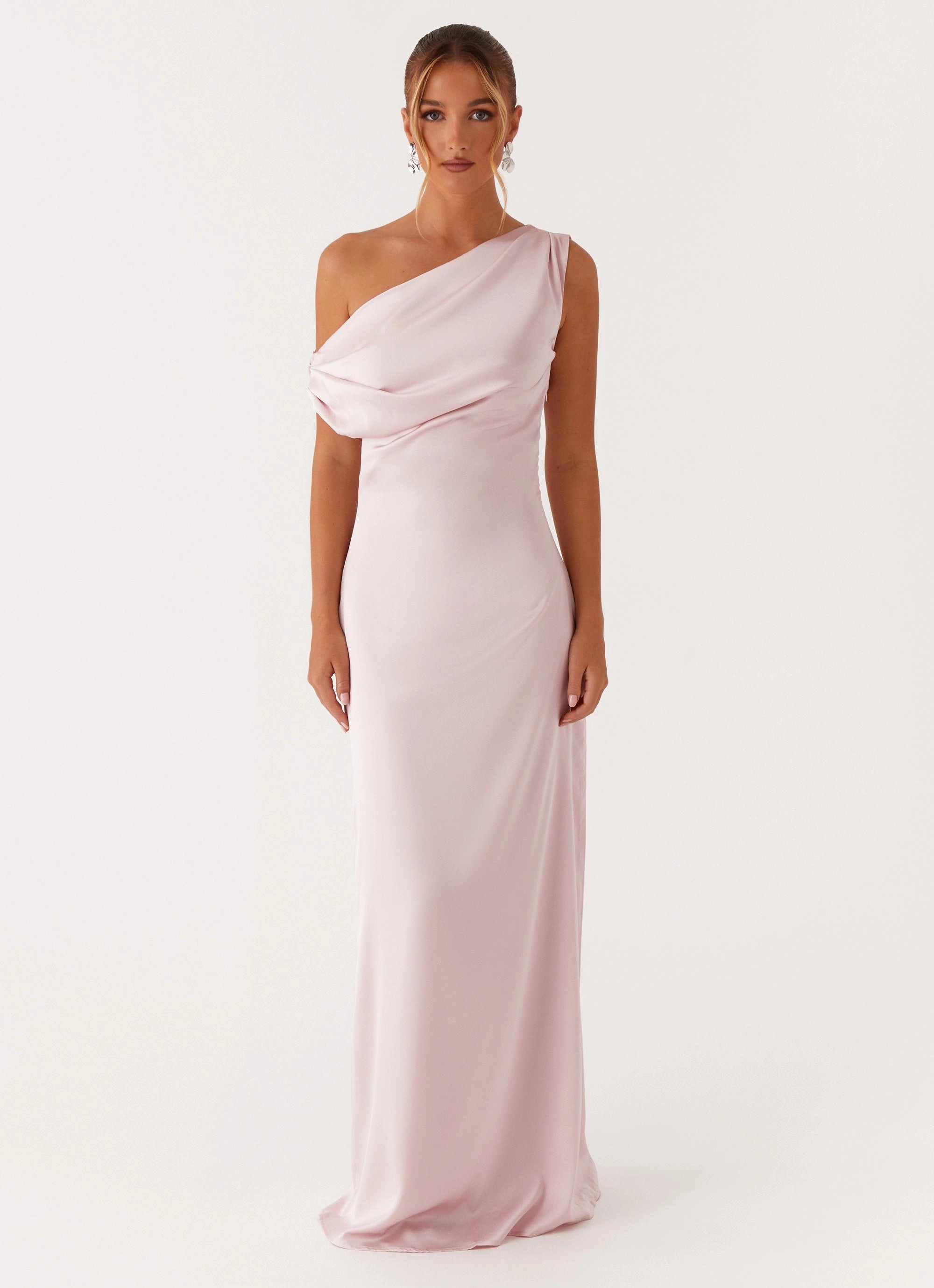 Heart Of Glass Satin Maxi Dress - Pink Sequin-Detail Texture Flow