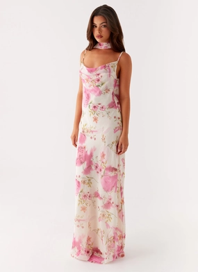 Spencer Maxi Dress - Ivory Floral Print Romantic Soft