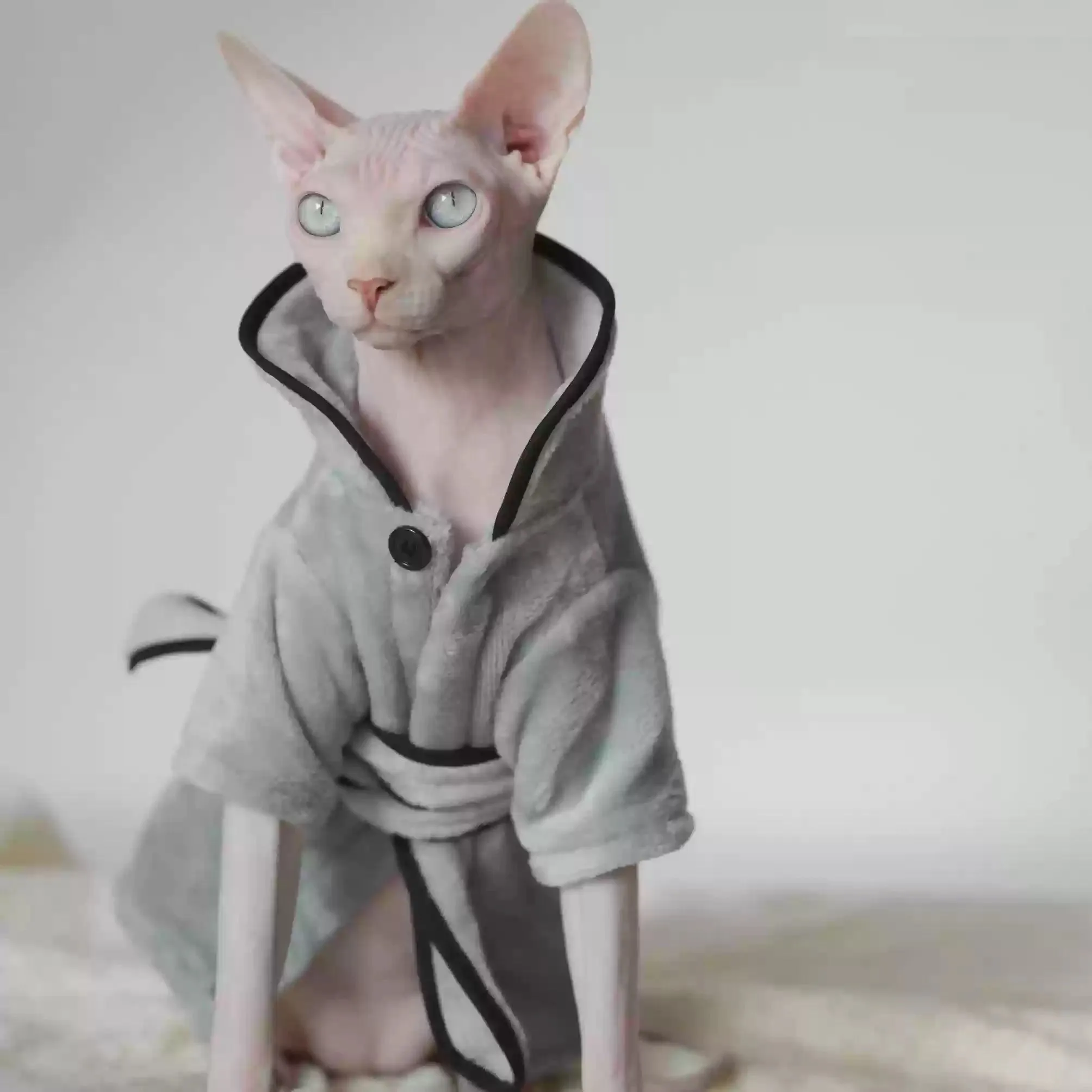Sphynx Fleece Pajamas with Tie Sleepwear