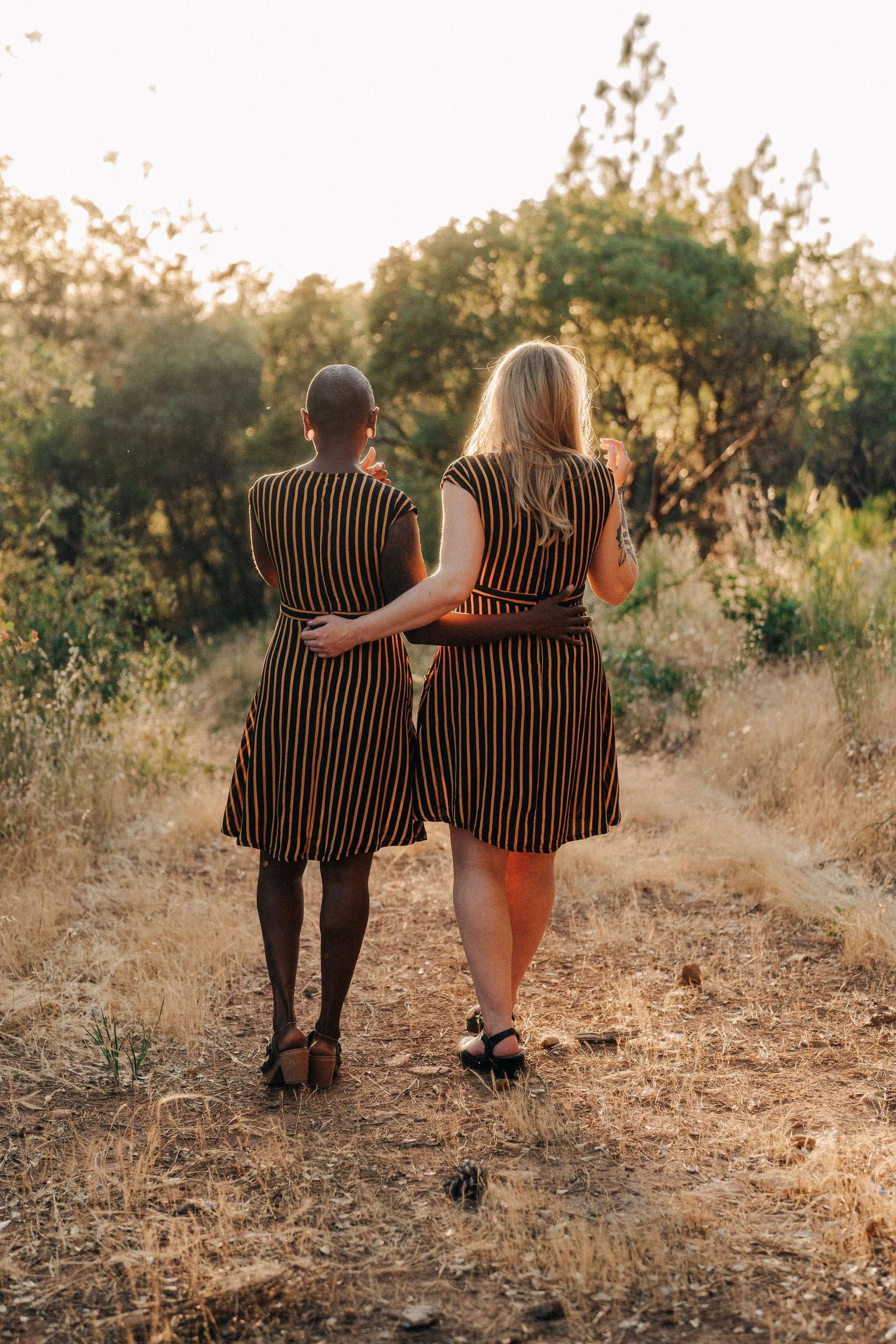 Spicy Xena 2.0 in Gold Stripe Comfortable casual dress