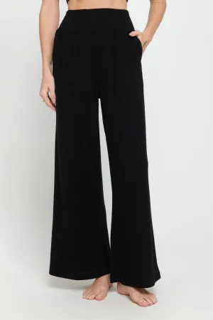 Spiritual Gangster Black Harmony Rib Wide Leg Pant