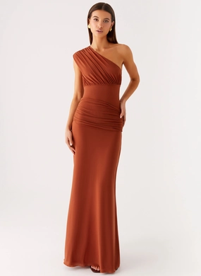 Glimmer Maxi Dress - Rust Work Pairing Sophisticated Waist Fit