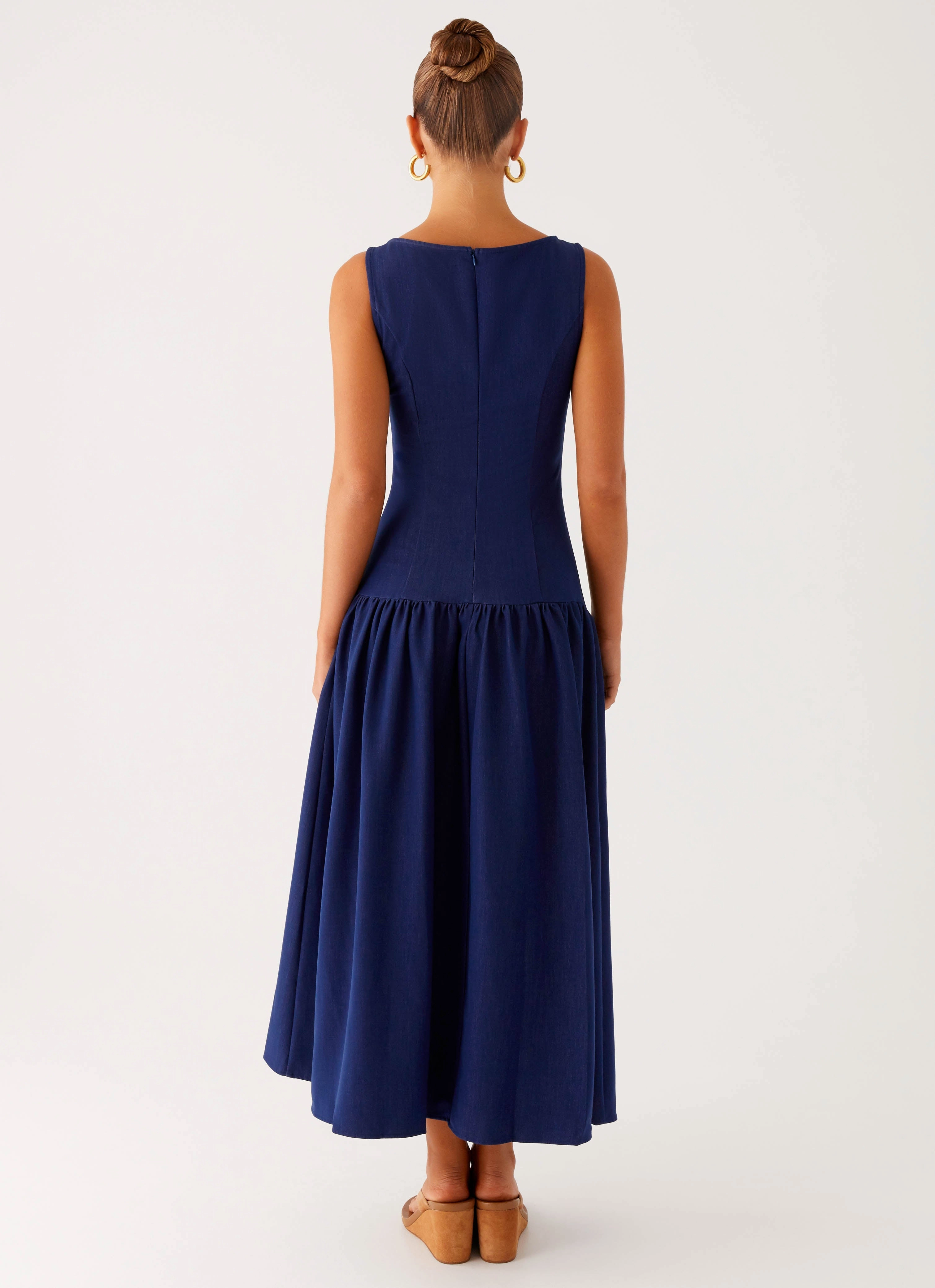 Hayes Denim Midi Dress - Indigo Grass Soft Graceful Ease