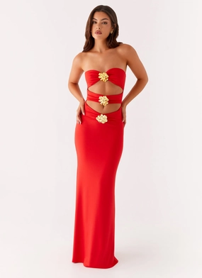 Raye Maxi Dress - Tangerine Cool Drape