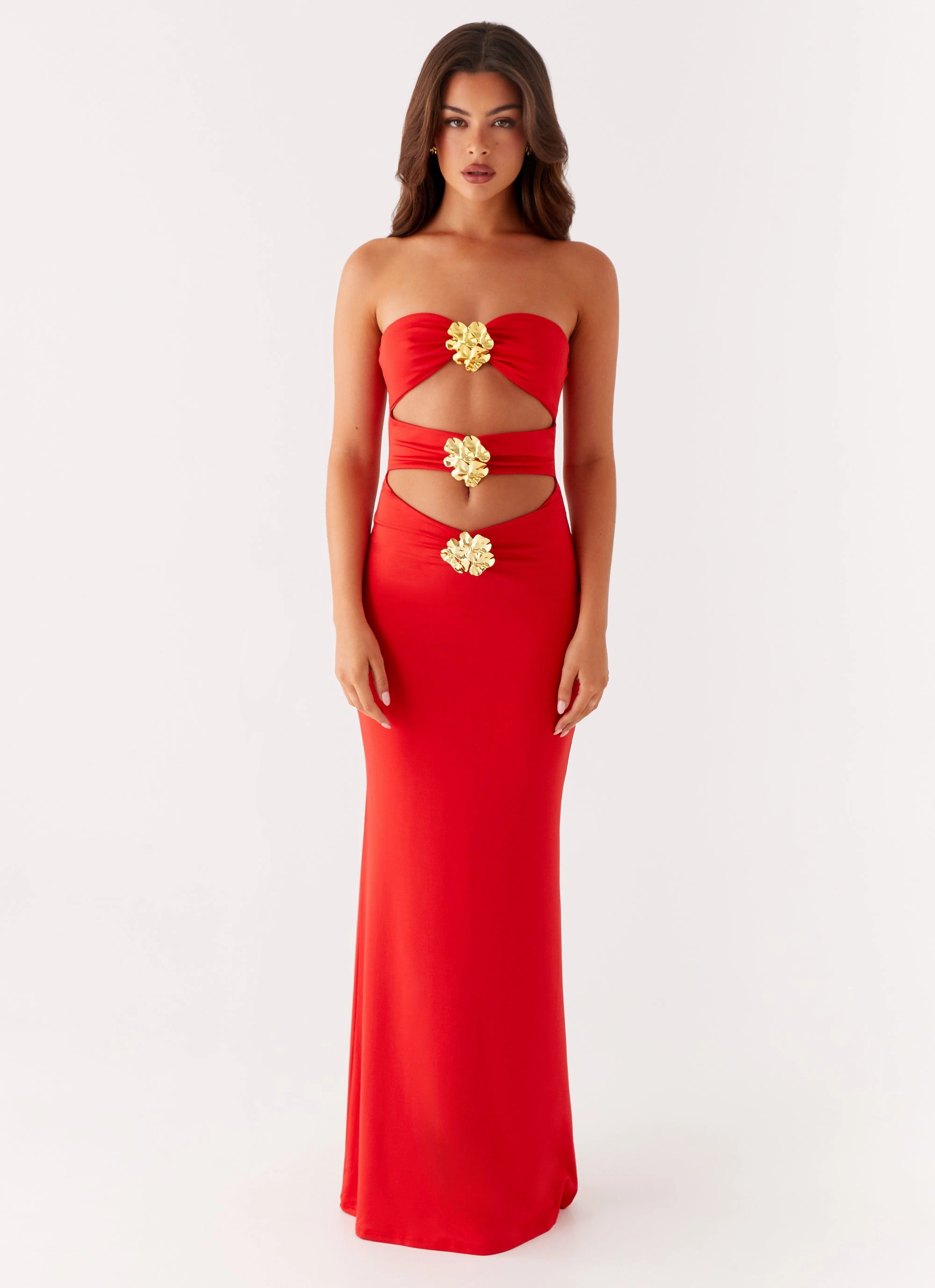 Raye Maxi Dress - Tangerine Lightweight Wear Embroidered-Detail