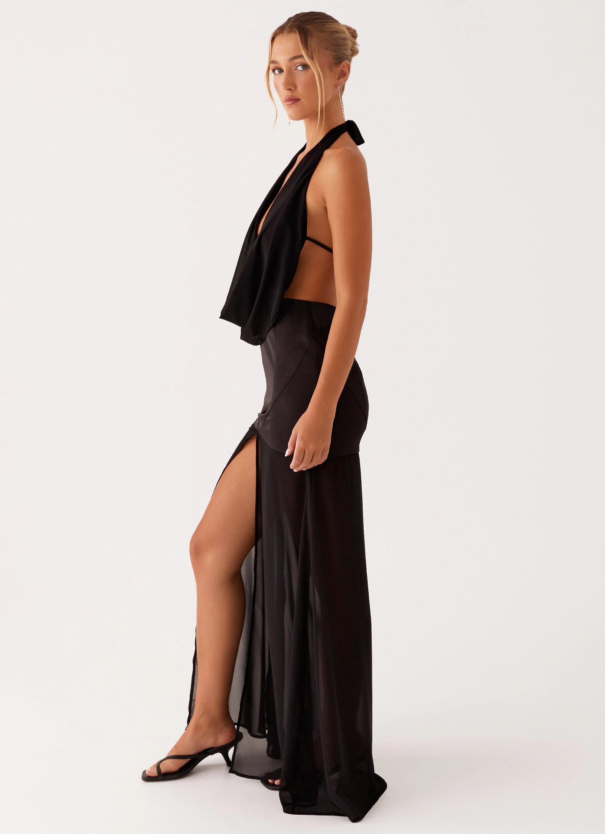 Comfortable and Soft Flattering Waist Fit Fenella Maxi Dress - Black
