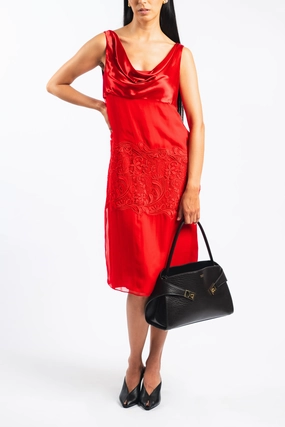Feminine Structure Shape Hug Organic Silk Chiffon Dress