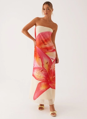 Belt Waist Urban Light Darcy Maxi Dress - Yellow Floral