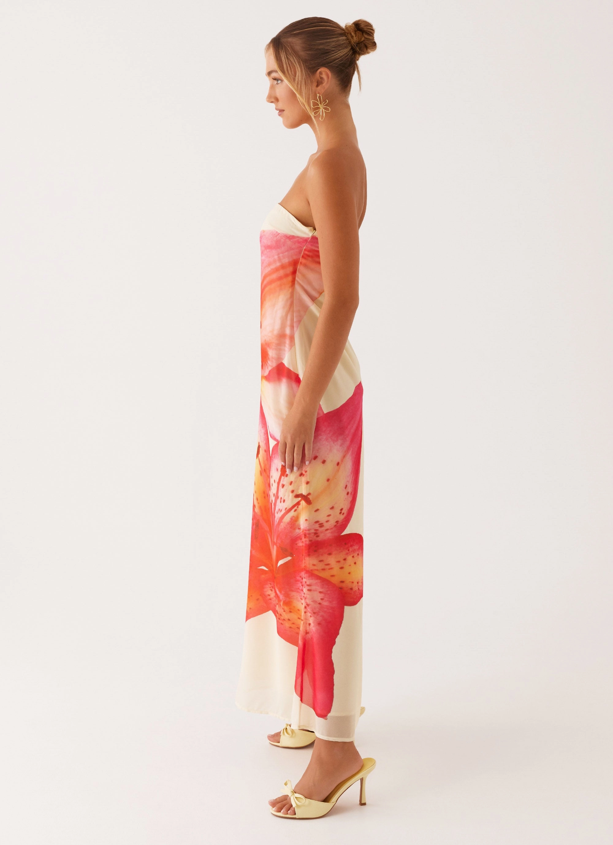 Darcy Maxi Dress - Yellow Floral Detachable-Detail
