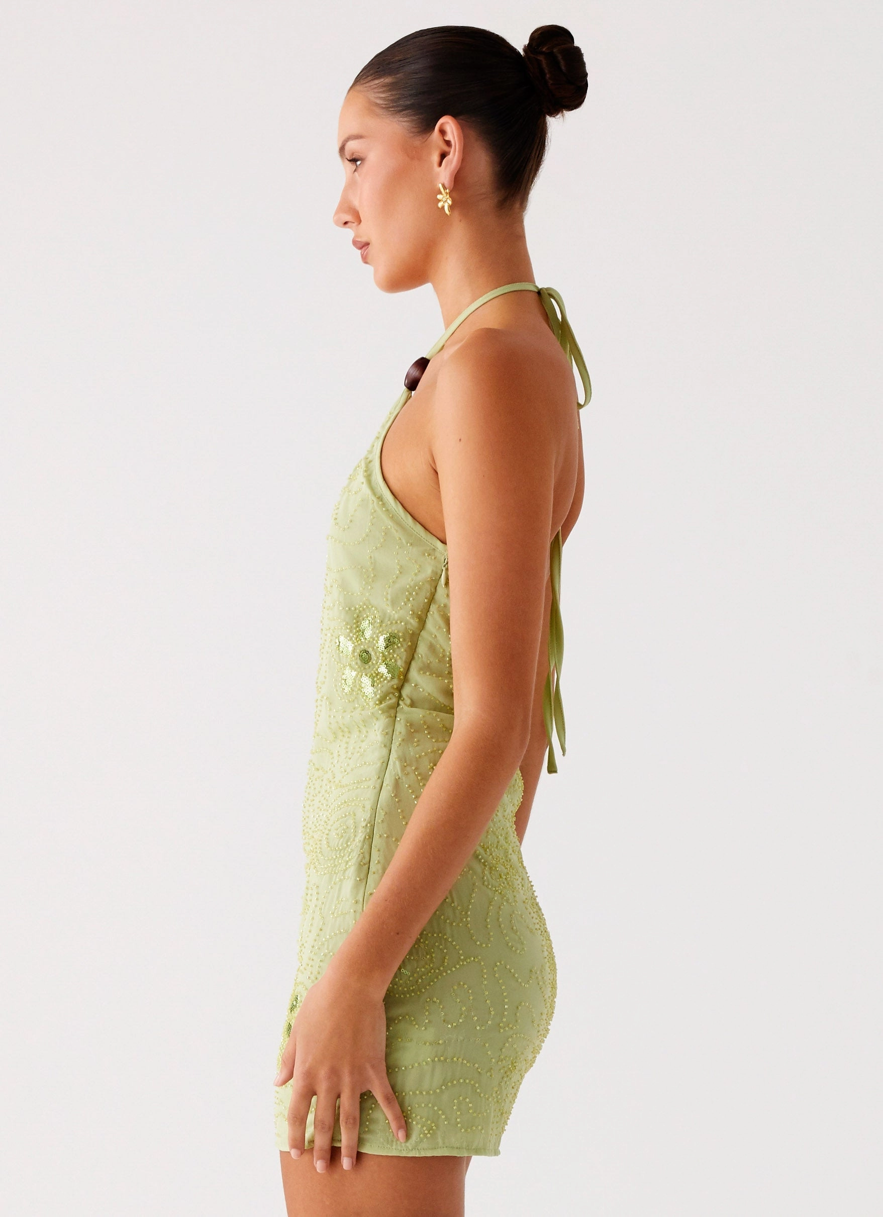 Kiara Beaded Mini Dress - Mint Youthful Style Lux Look
