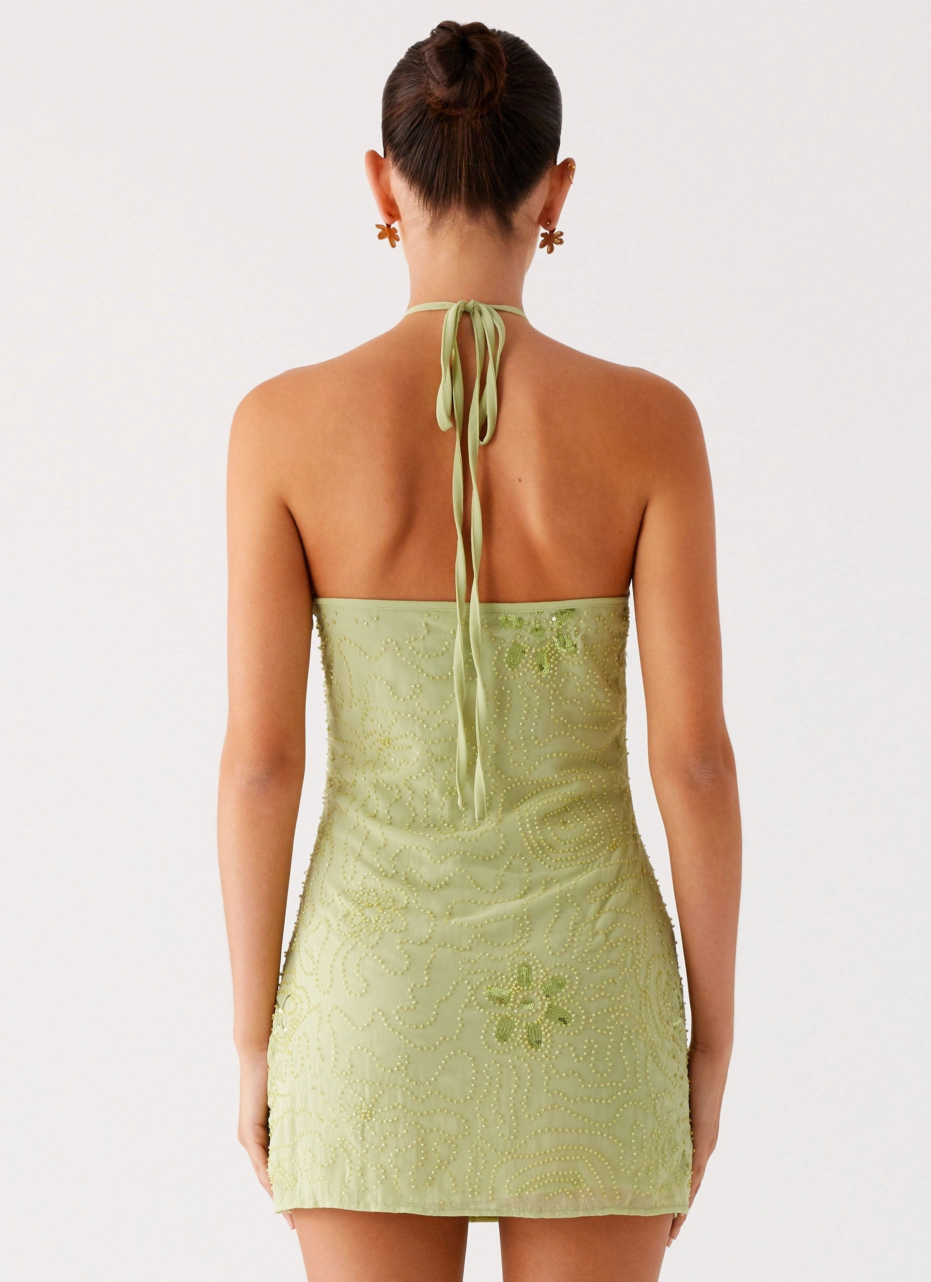 Kiara Beaded Mini Dress - Mint Day Chic